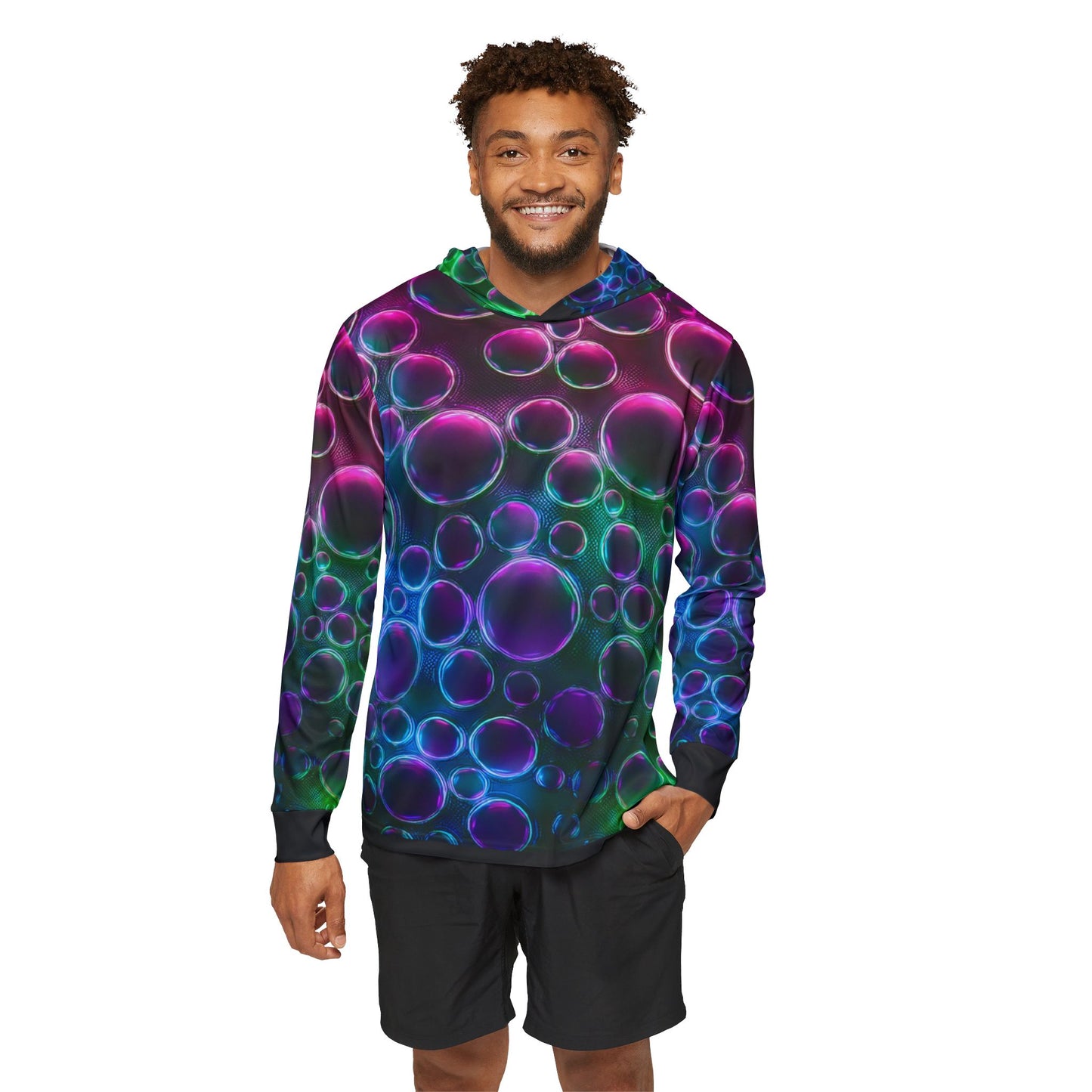 Men's Bubble Design Sports Hoodie - Colorful Warmup Pullover for Active Lifestyle