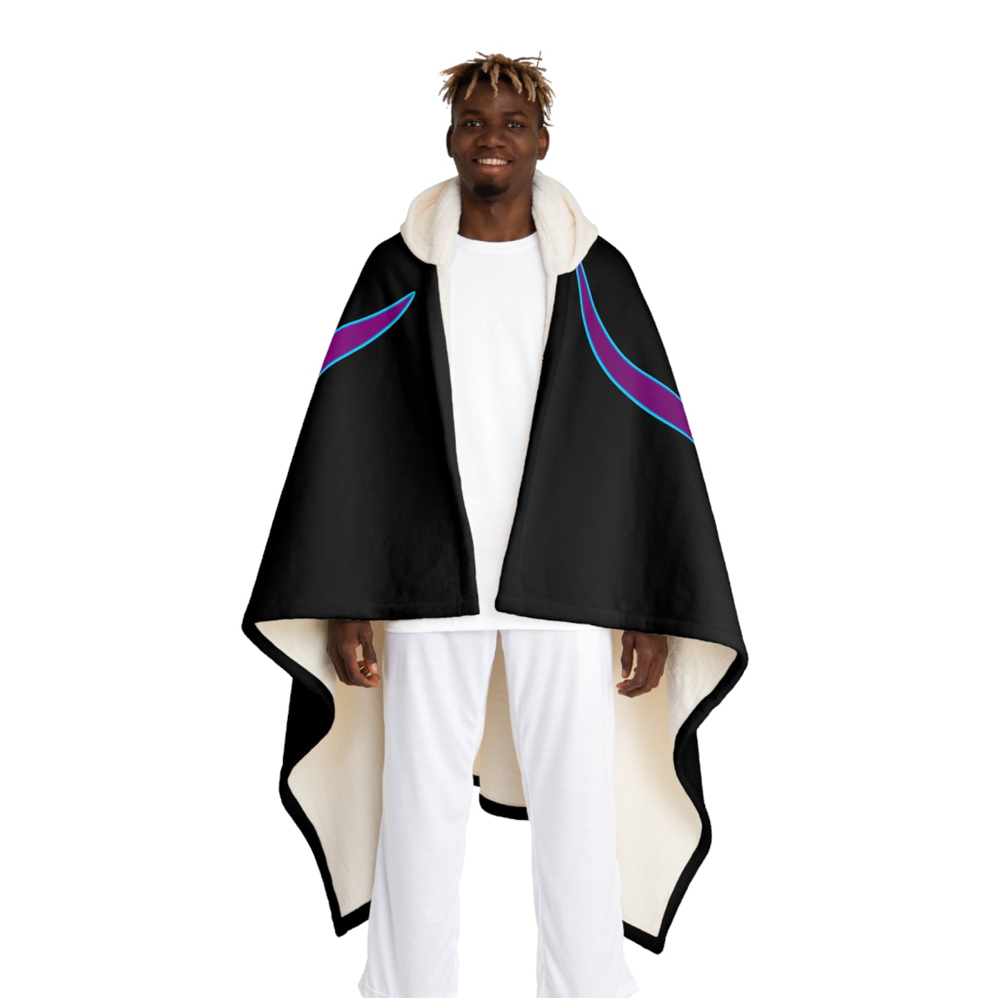 Cozy Hooded Sherpa Fleece Blanket with Modern Design