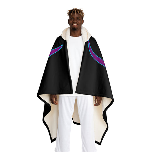 Cozy Hooded Sherpa Fleece Blanket with Modern Design