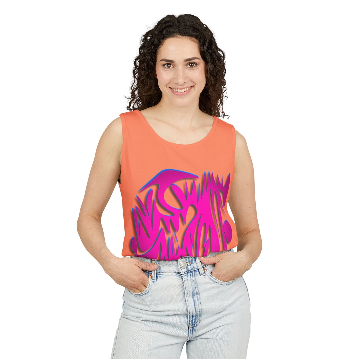 Vibrant Unisex Garment-Dyed Tank Top with Abstract Design