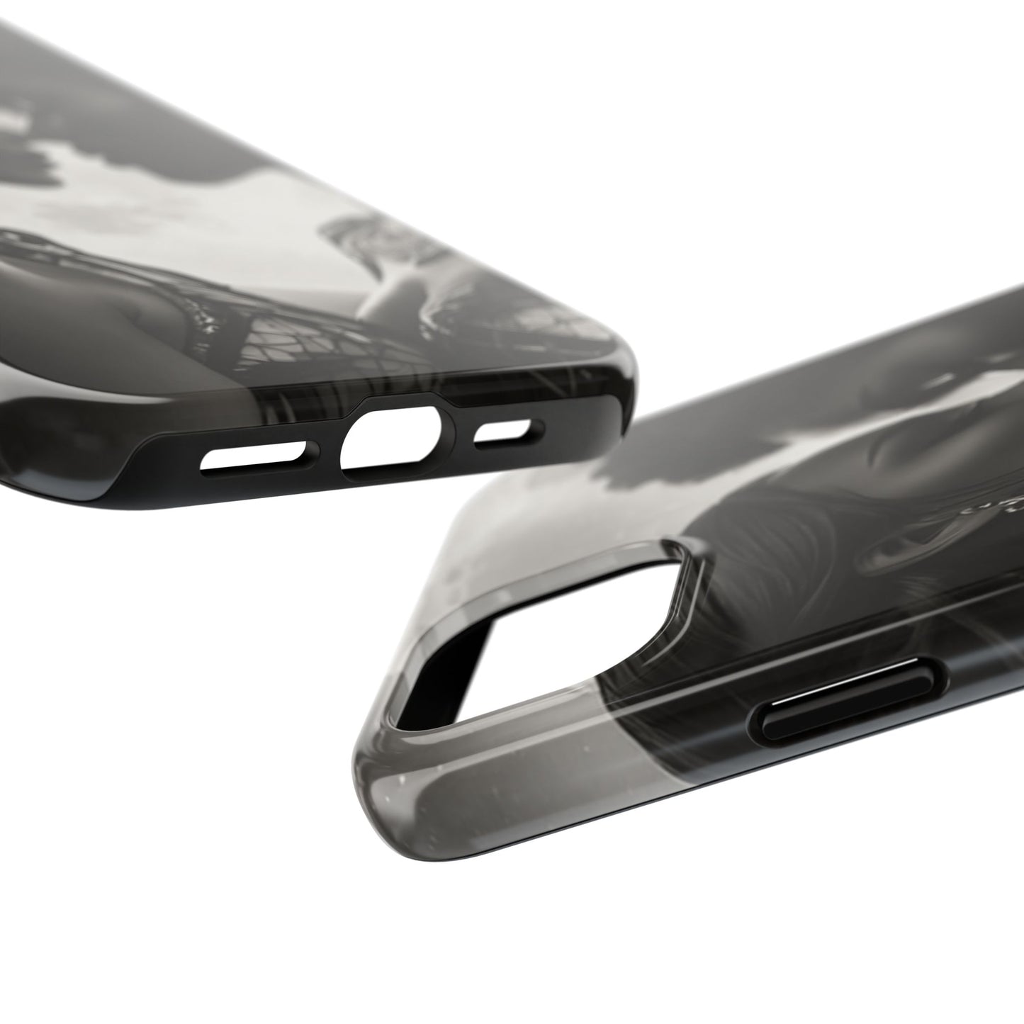 Elegant Black & White Phone Case with Dual Silhouette Design