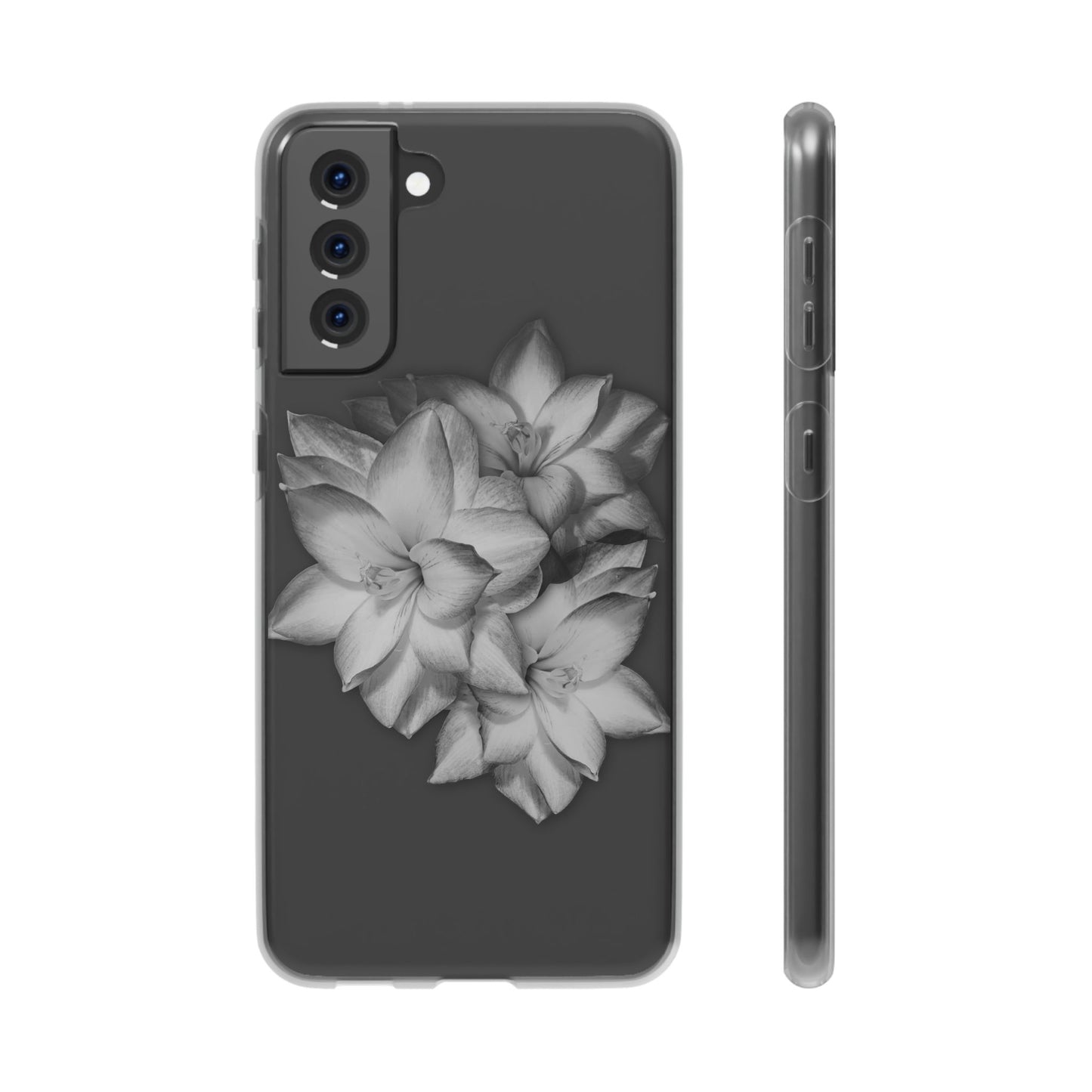 Elegant Floral Flexi Case - Stylish Black & White Design for Smartphones