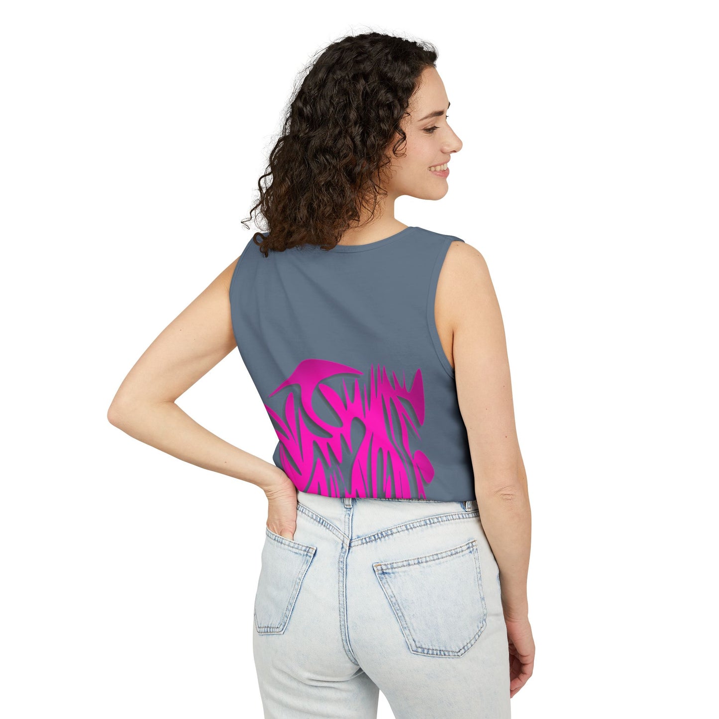 Vibrant Unisex Garment-Dyed Tank Top with Abstract Design