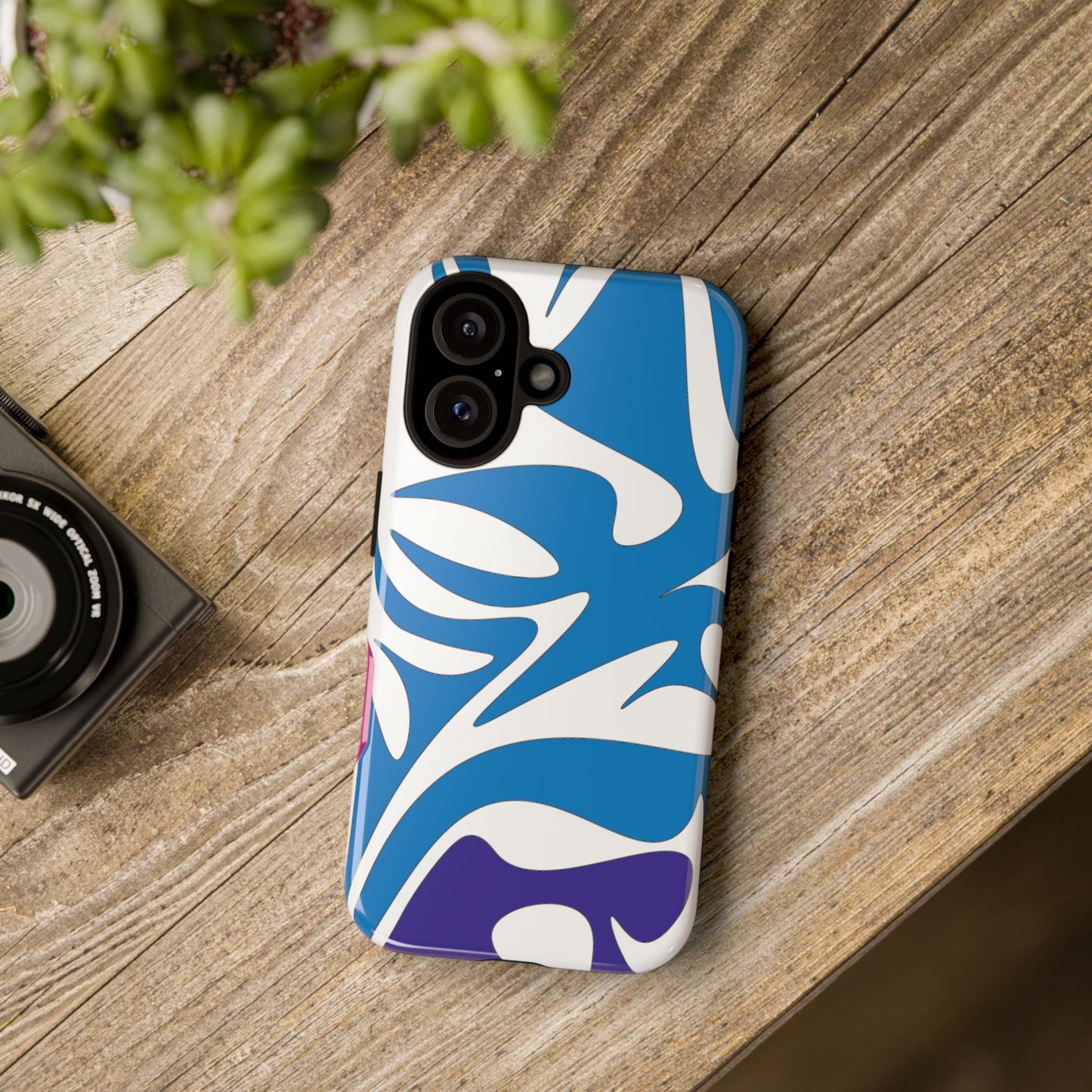 Stylish Tough Phone Case - Blue Abstract Design