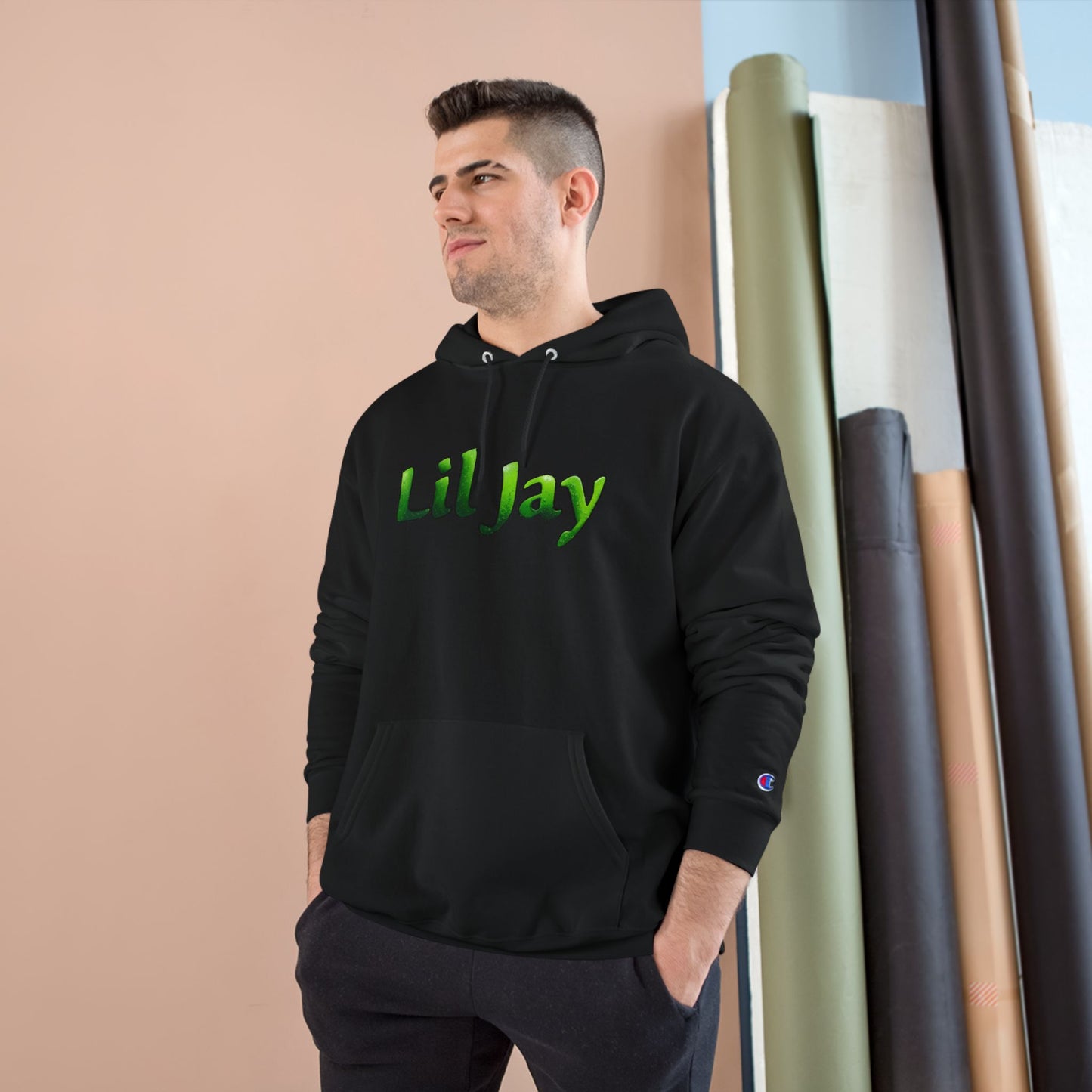 Lil Jay Champion Hoodie - Green Gang Streetwear, Urban Fashion, Gift for Music Lovers, Personalized Hoodie, Artistic Sweatshirt