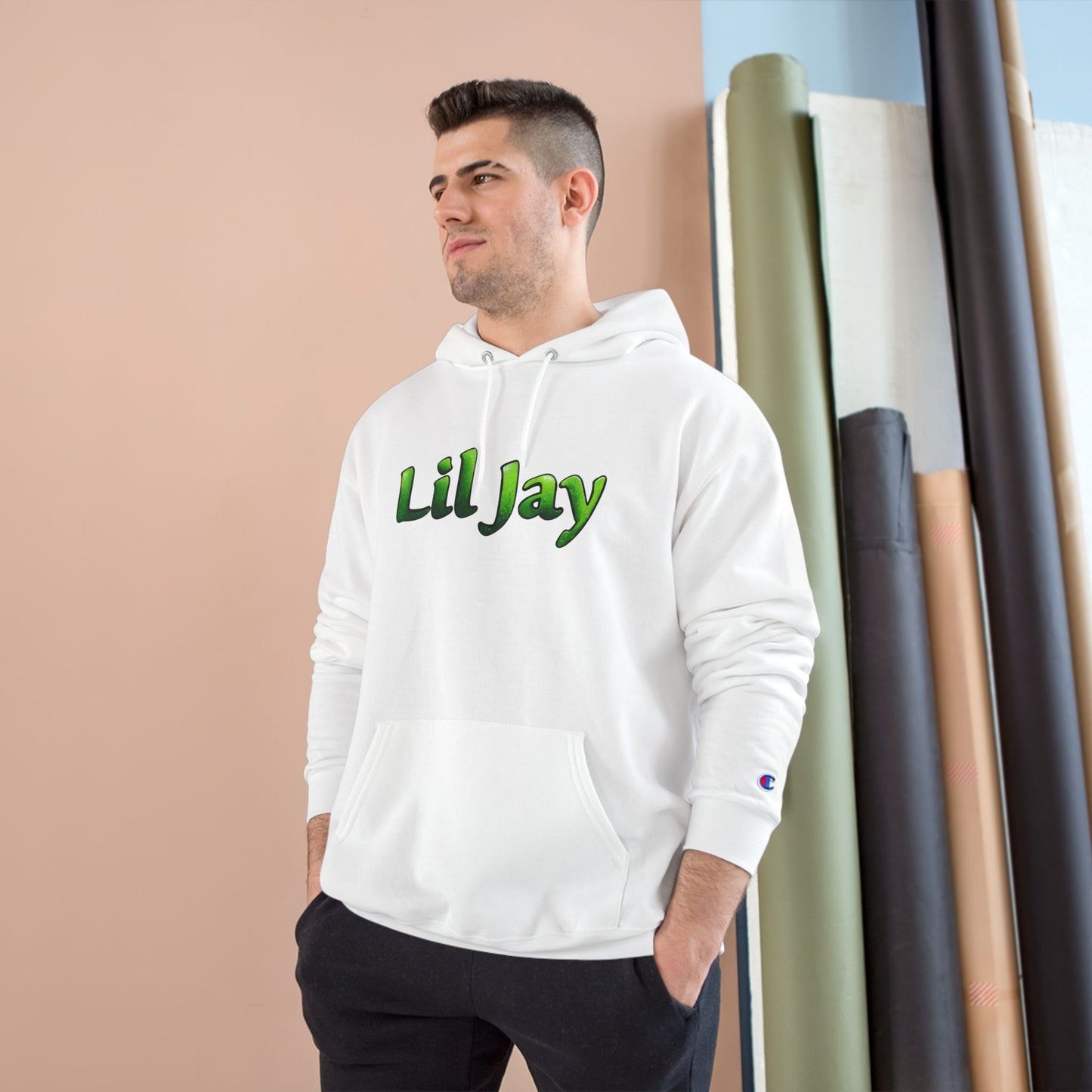 Lil Jay Champion Hoodie - Green Gang Streetwear, Urban Fashion, Gift for Music Lovers, Personalized Hoodie, Artistic Sweatshirt