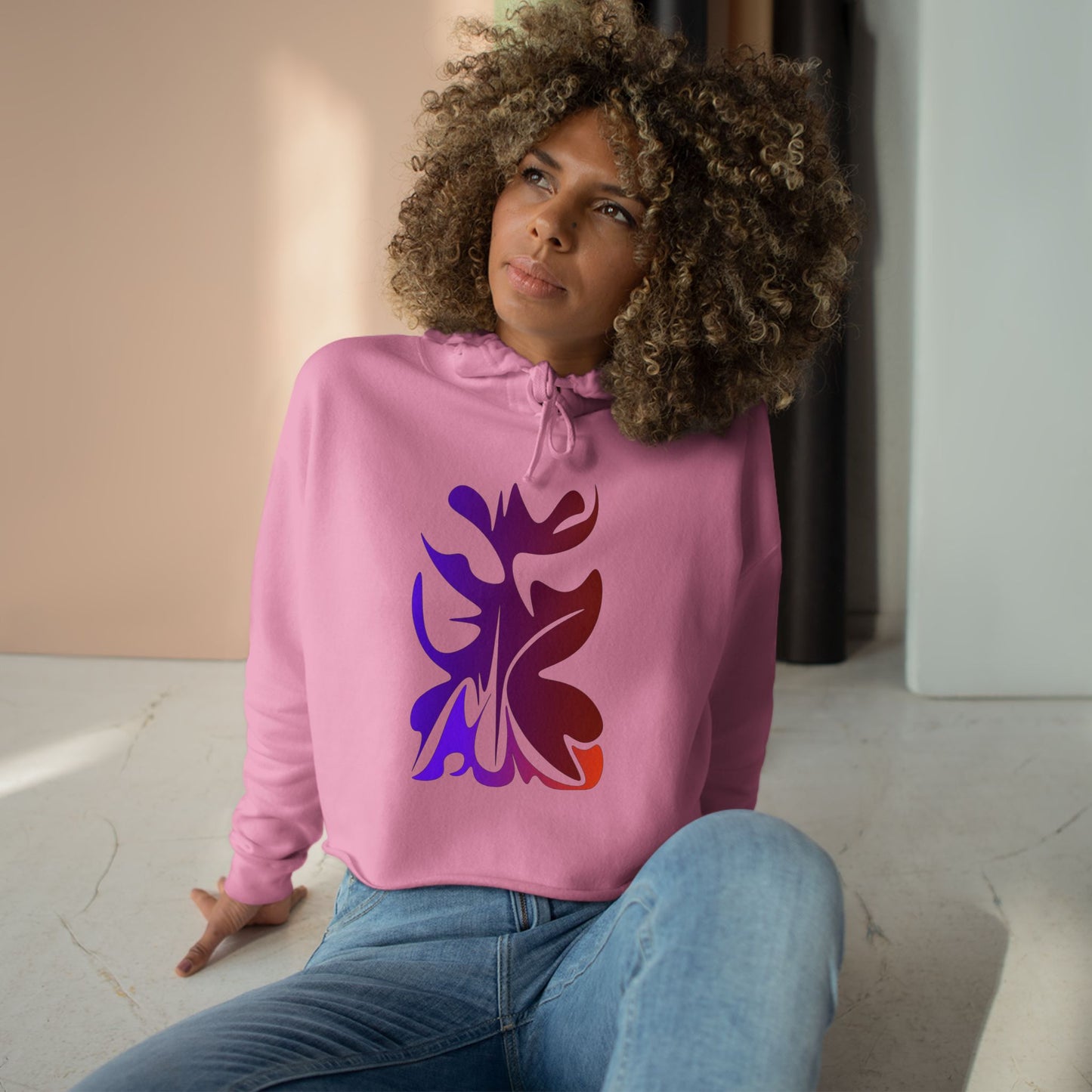 Hand Drawn Summer Crop Hoodie