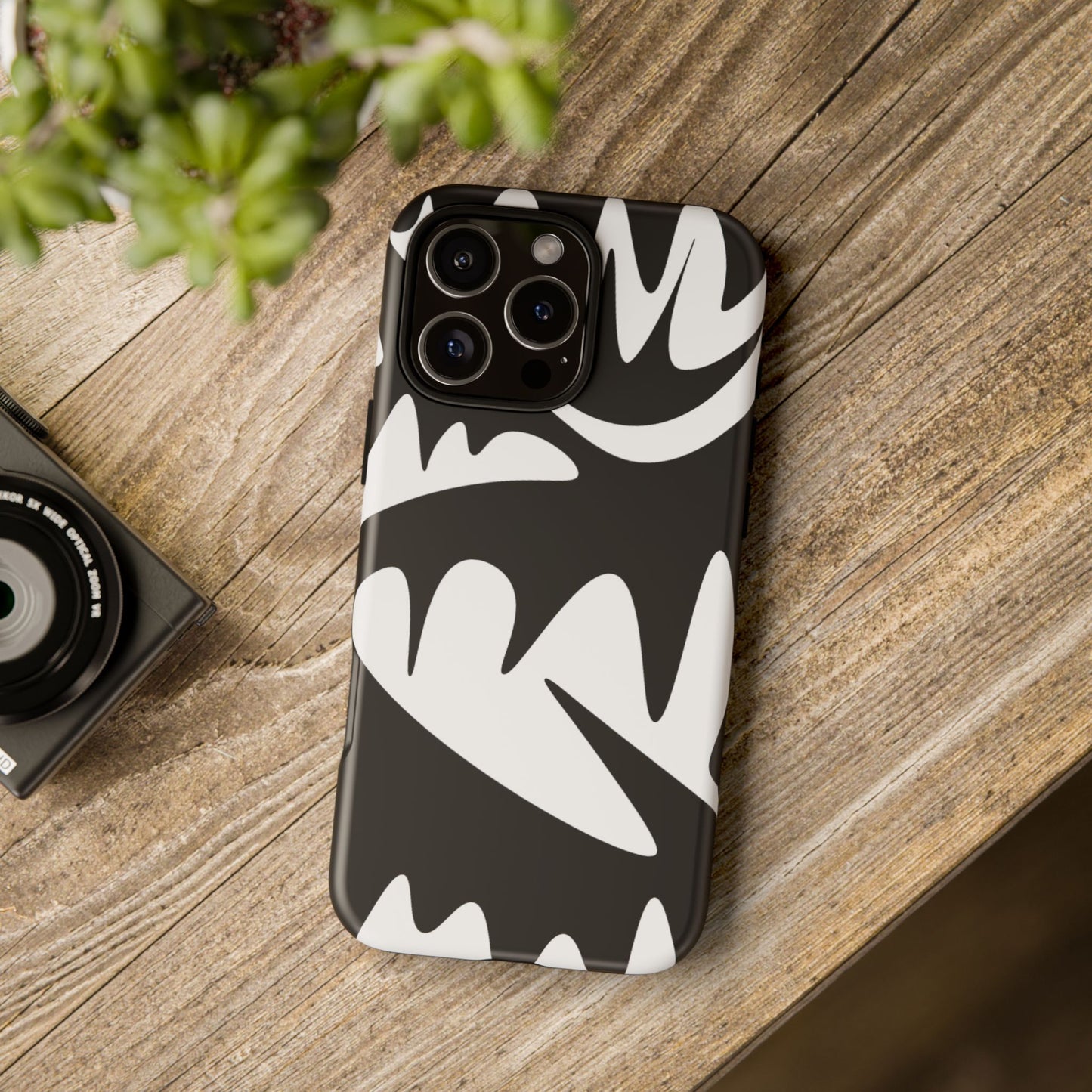 Tough Cases: Bold Black & White Monster Design Phone Case for Trendsetters
