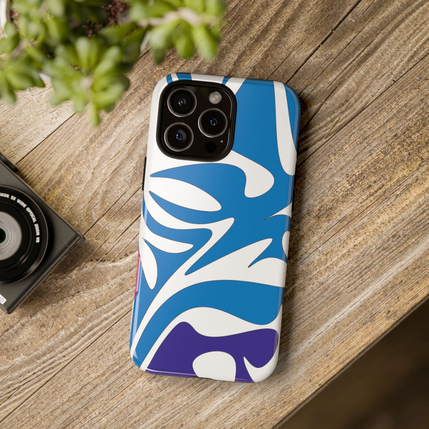 Stylish Tough Phone Case - Blue Abstract Design