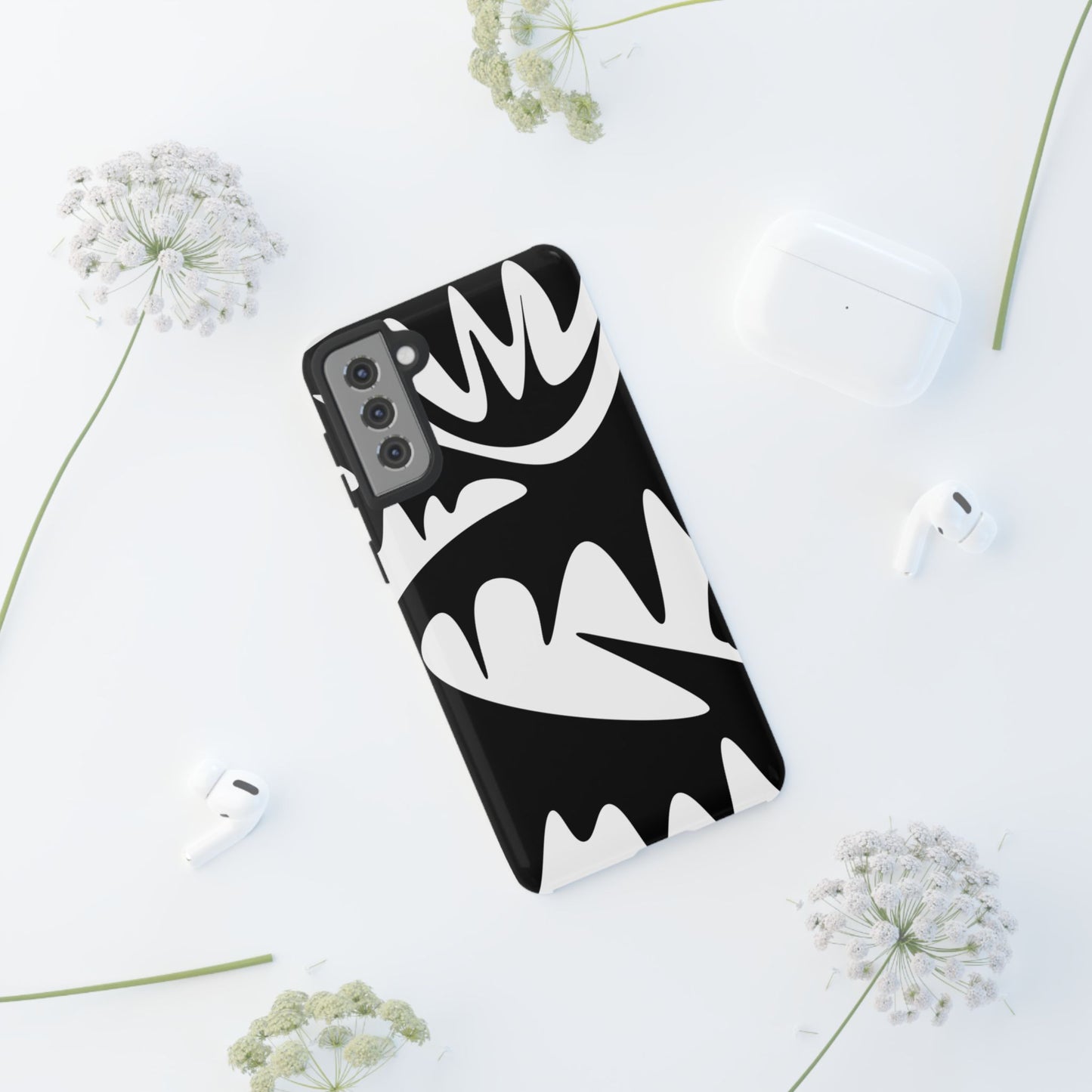 Tough Cases: Bold Black & White Monster Design Phone Case for Trendsetters