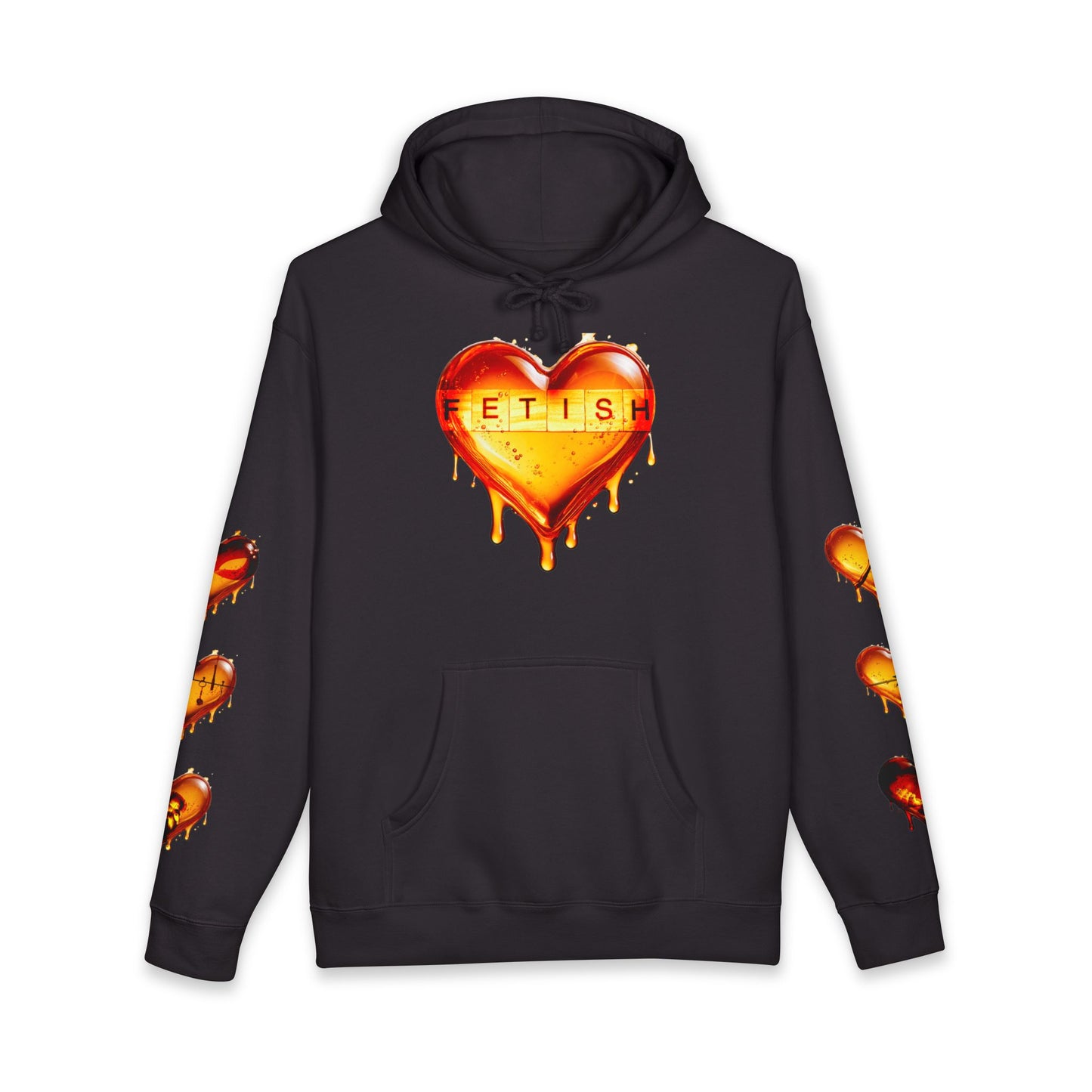 Dripping Heart Hoodie — 'FETISH' Melted Heart Graphic Pullover