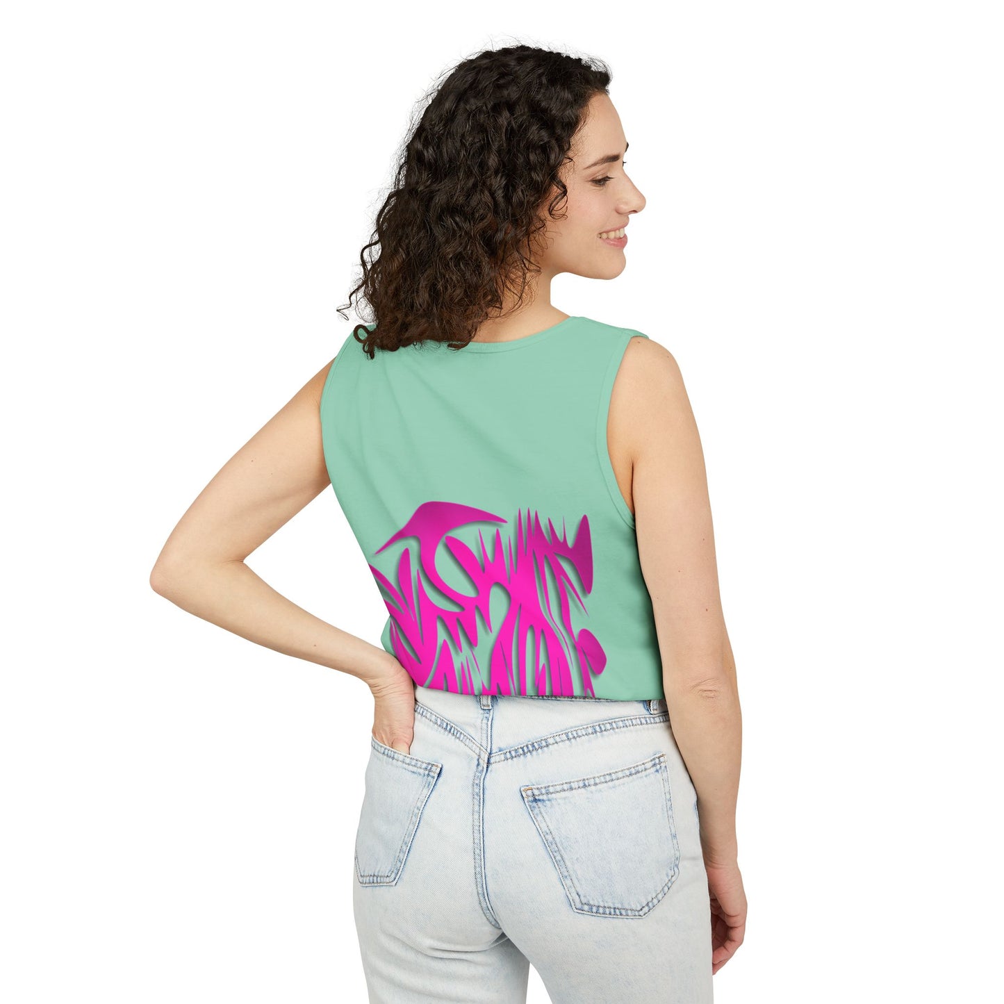 Vibrant Unisex Garment-Dyed Tank Top with Abstract Design
