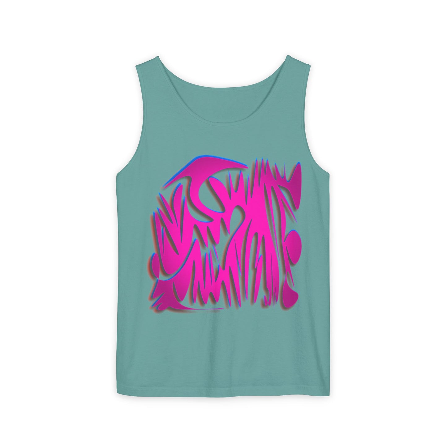 Vibrant Unisex Garment-Dyed Tank Top with Abstract Design