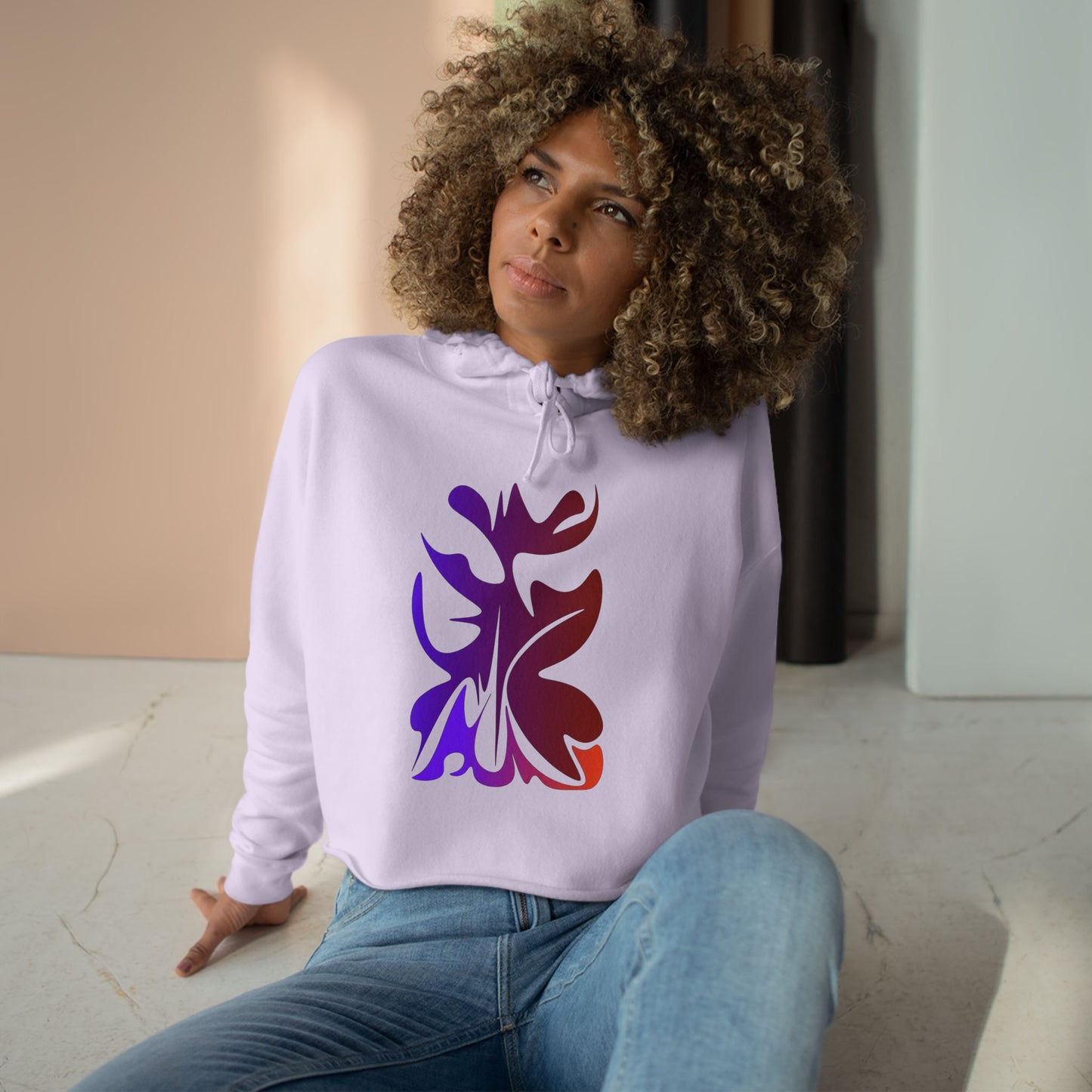 Hand Drawn Summer Crop Hoodie