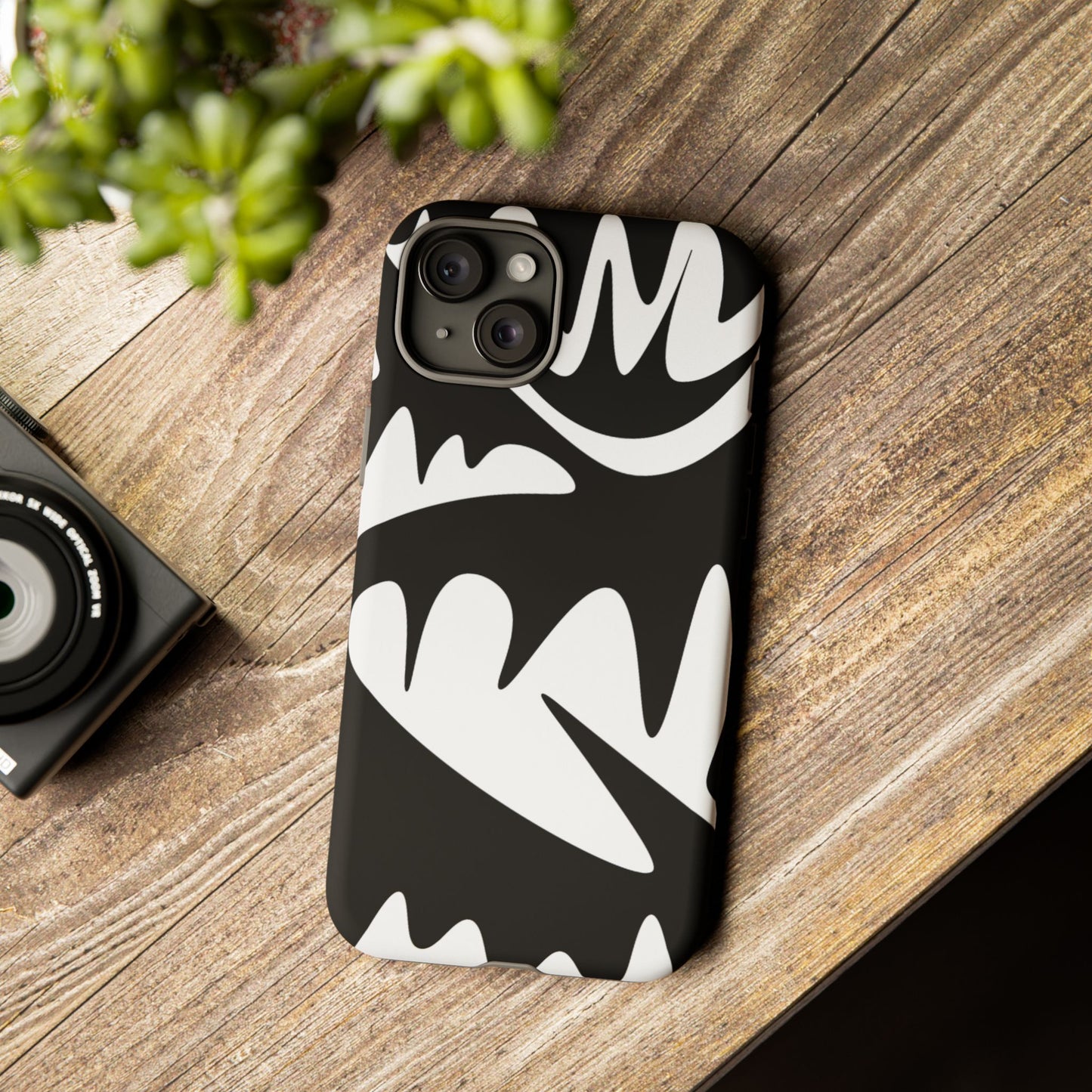 Tough Cases: Bold Black & White Monster Design Phone Case for Trendsetters
