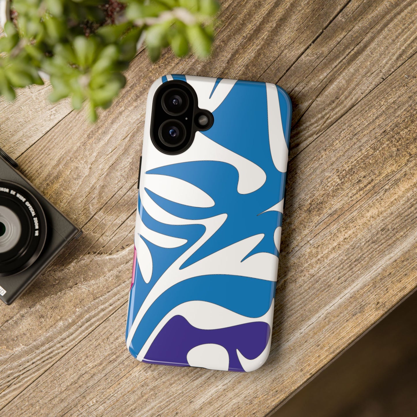 Stylish Tough Phone Case - Blue Abstract Design