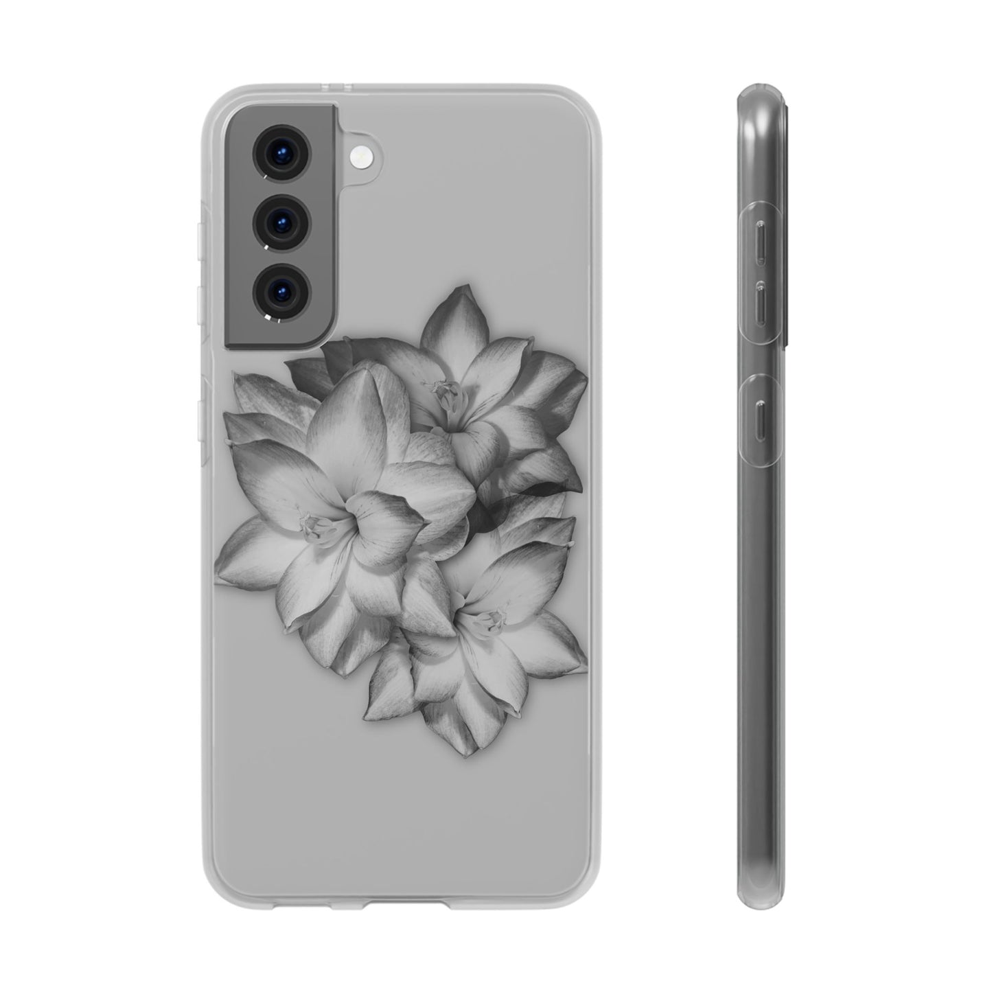 Elegant Floral Flexi Case - Stylish Black & White Design for Smartphones