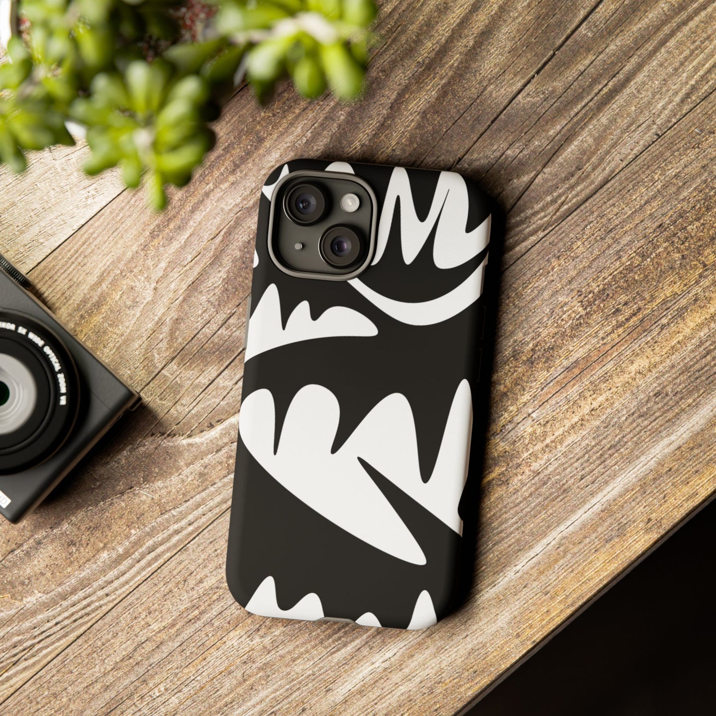 Tough Cases: Bold Black & White Monster Design Phone Case for Trendsetters
