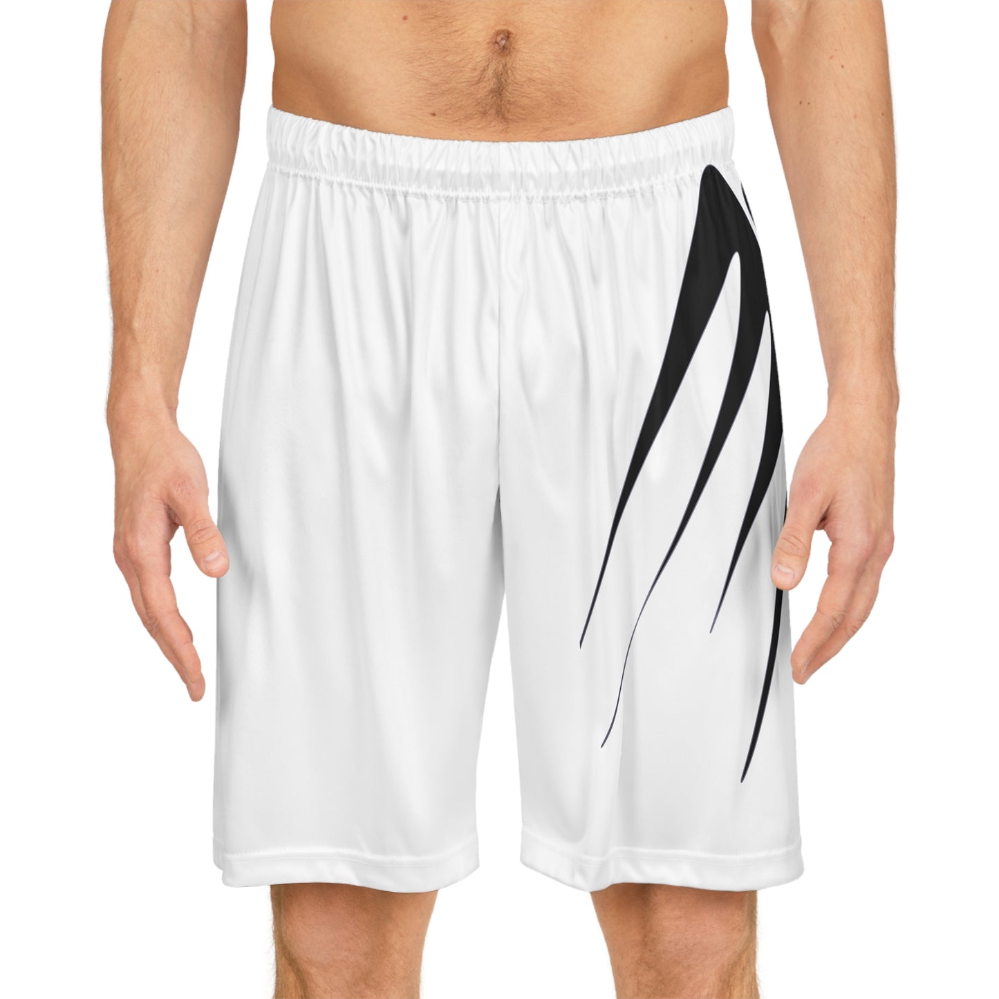 Men's Basketball Shorts with Wing Design - Athletic White Gym Wear
