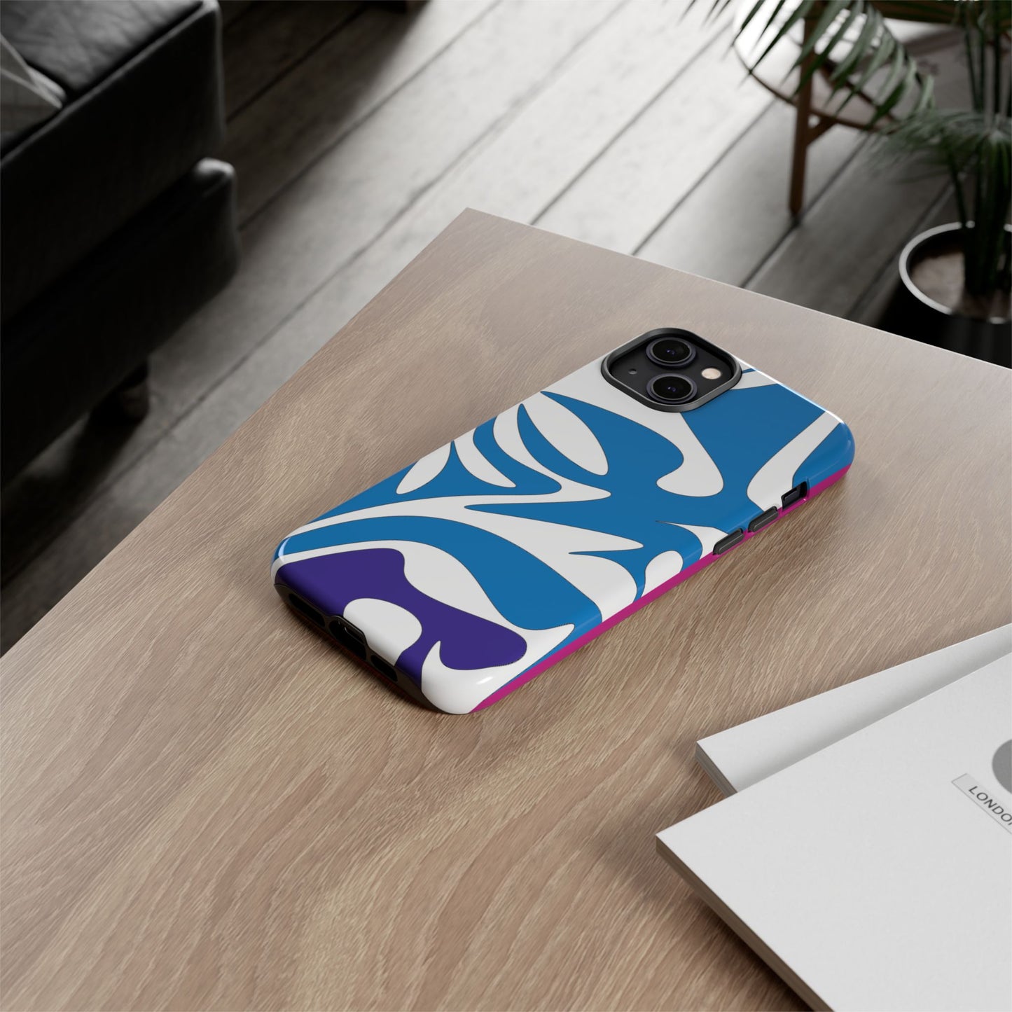 Stylish Tough Phone Case - Blue Abstract Design