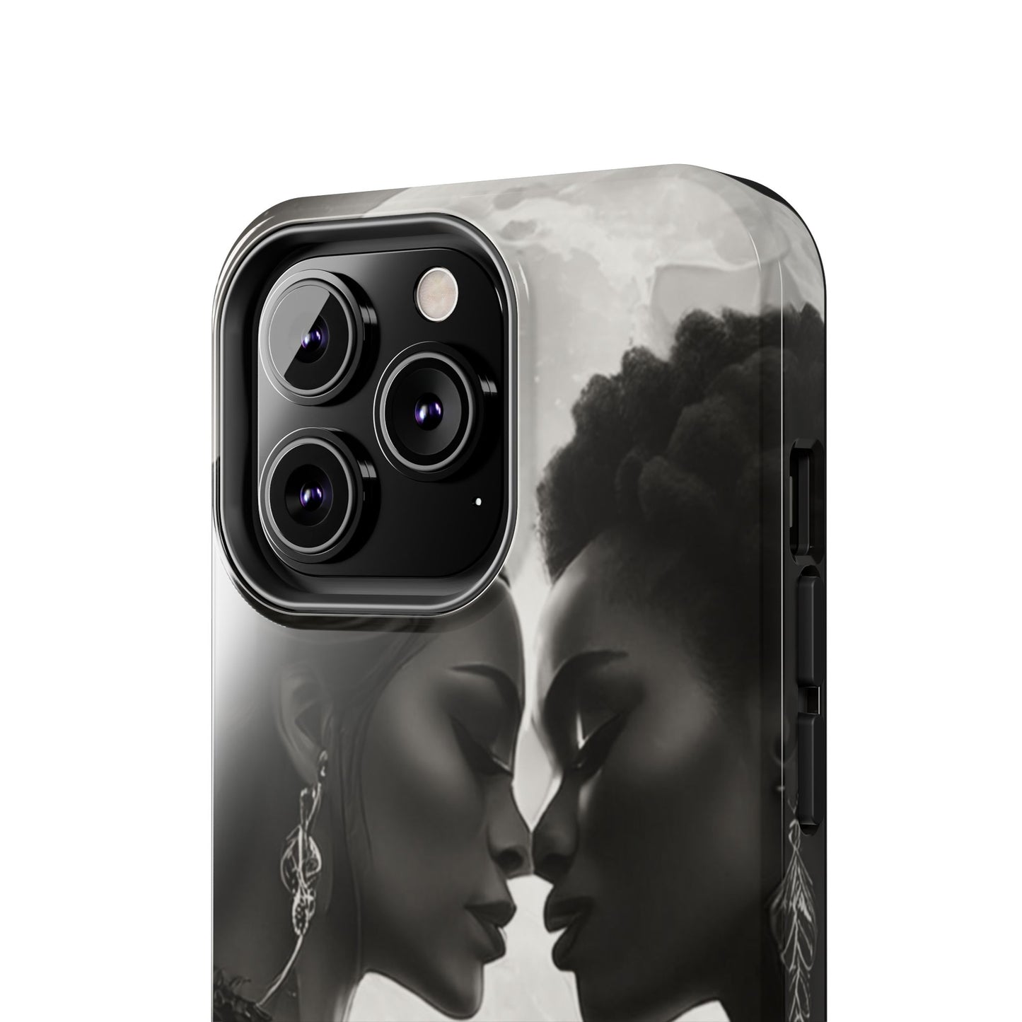 Elegant Black & White Phone Case with Dual Silhouette Design