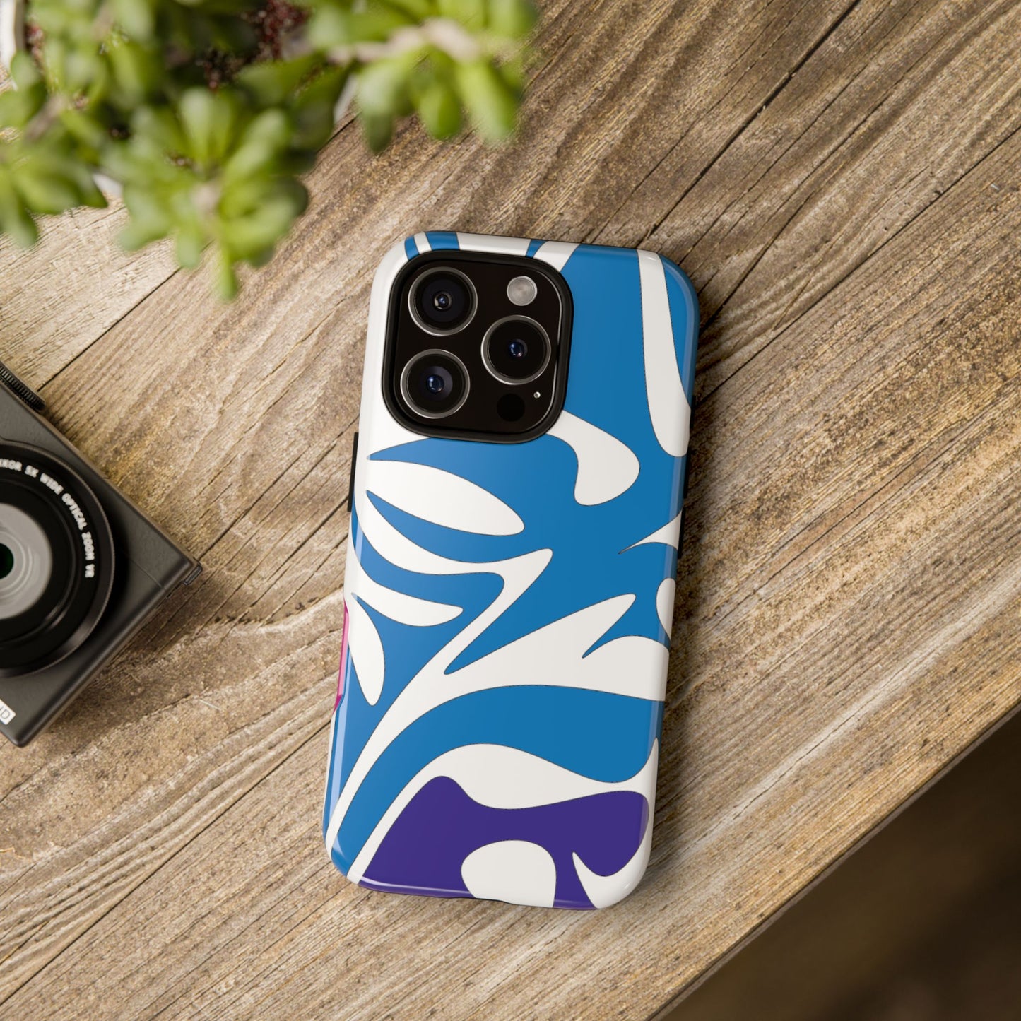 Stylish Tough Phone Case - Blue Abstract Design