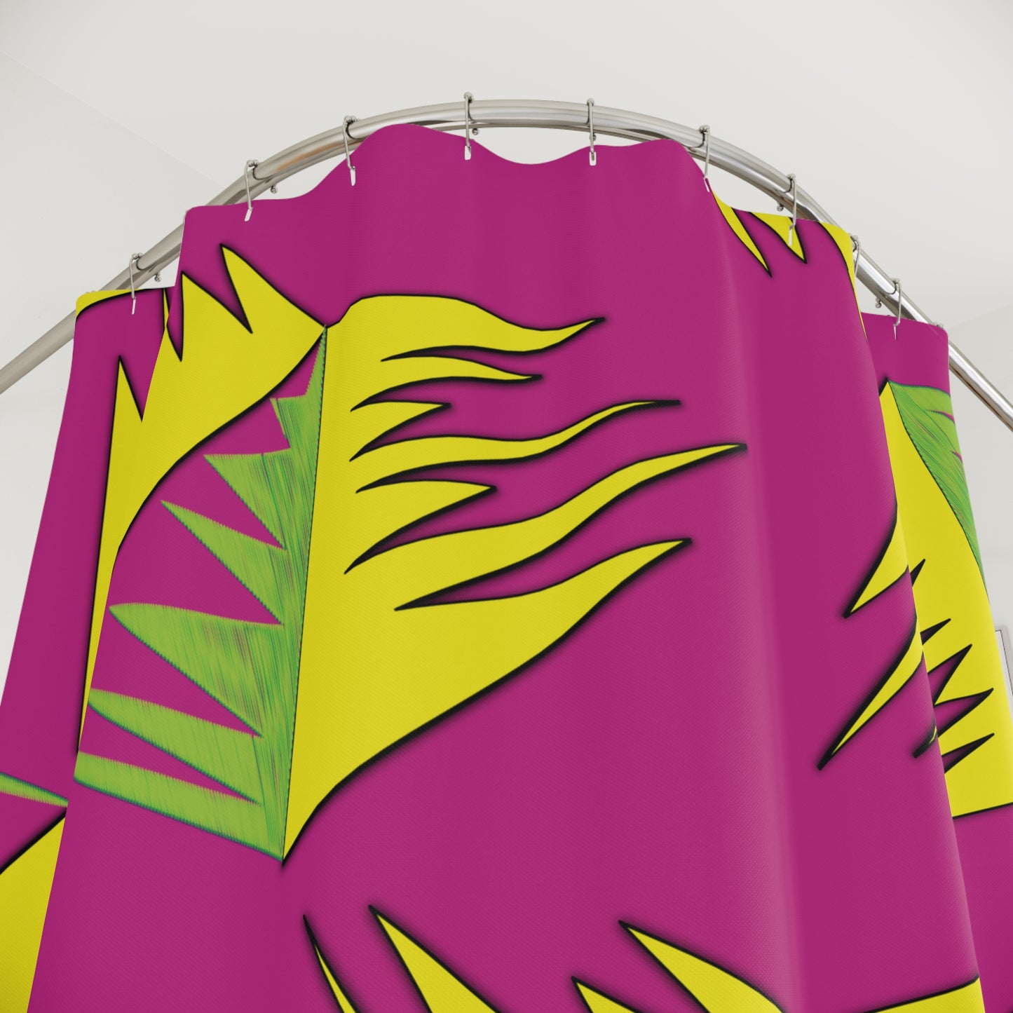 Vibrant Geometric Shower Curtain - Modern Tropical Design for Stylish Bathrooms