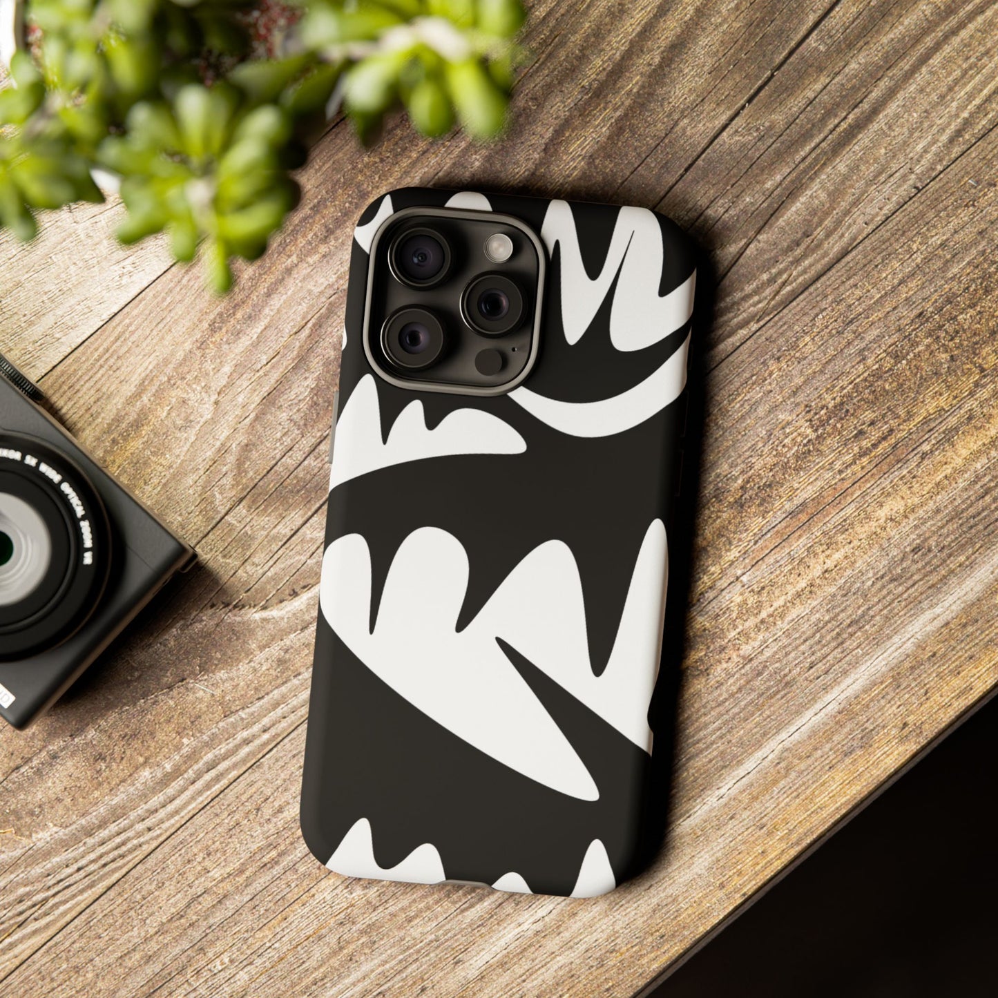 Tough Cases: Bold Black & White Monster Design Phone Case for Trendsetters