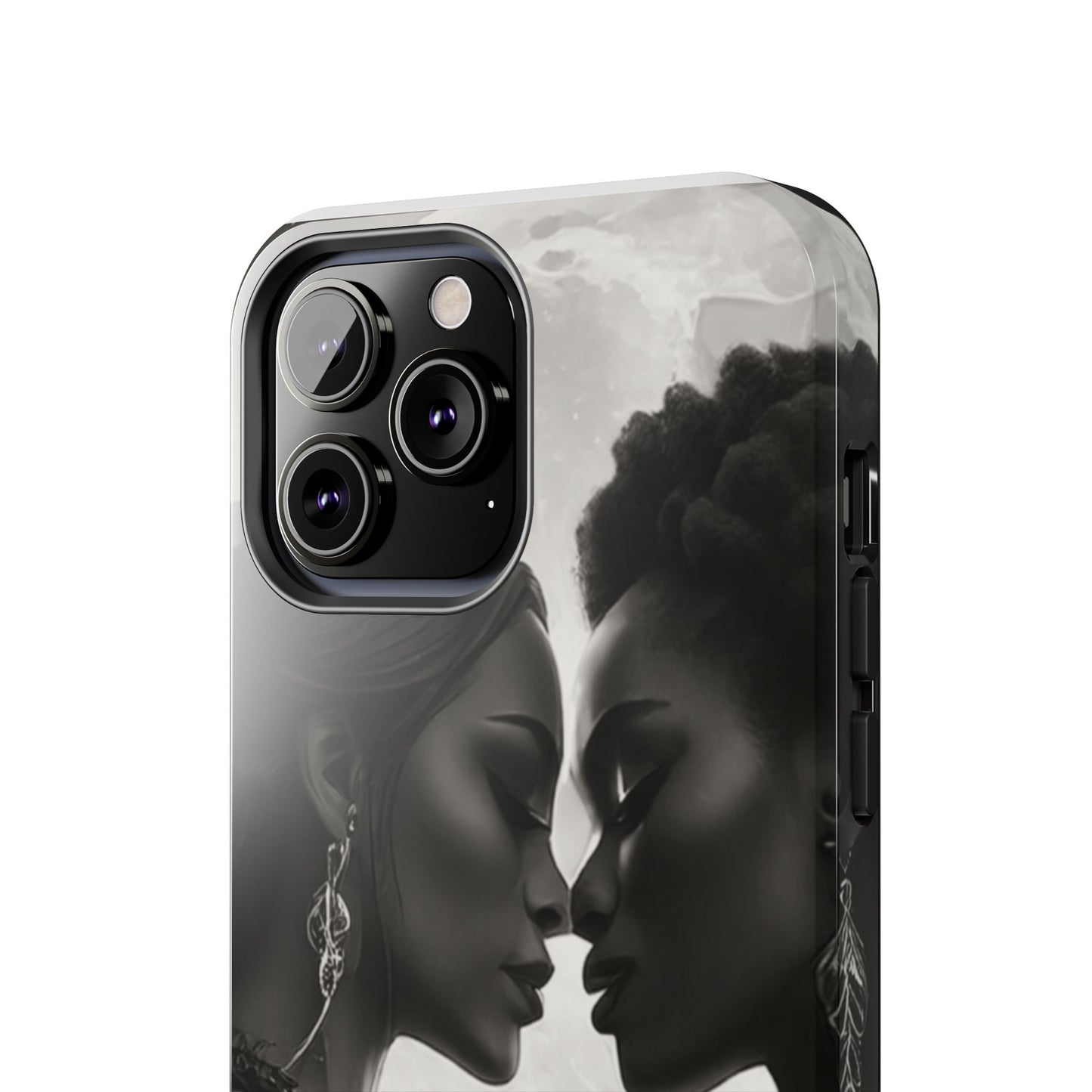 Elegant Black & White Phone Case with Dual Silhouette Design