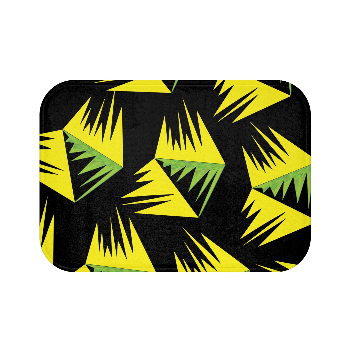 Geometric Jungle Bath Mat - Vibrant Black and Yellow Design for Home Decor