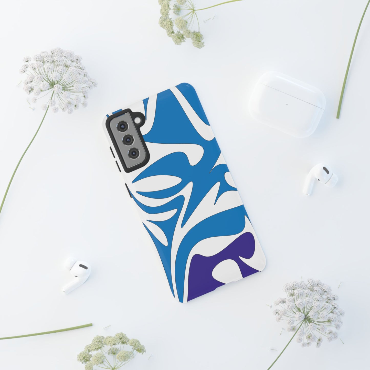 Stylish Tough Phone Case - Blue Abstract Design