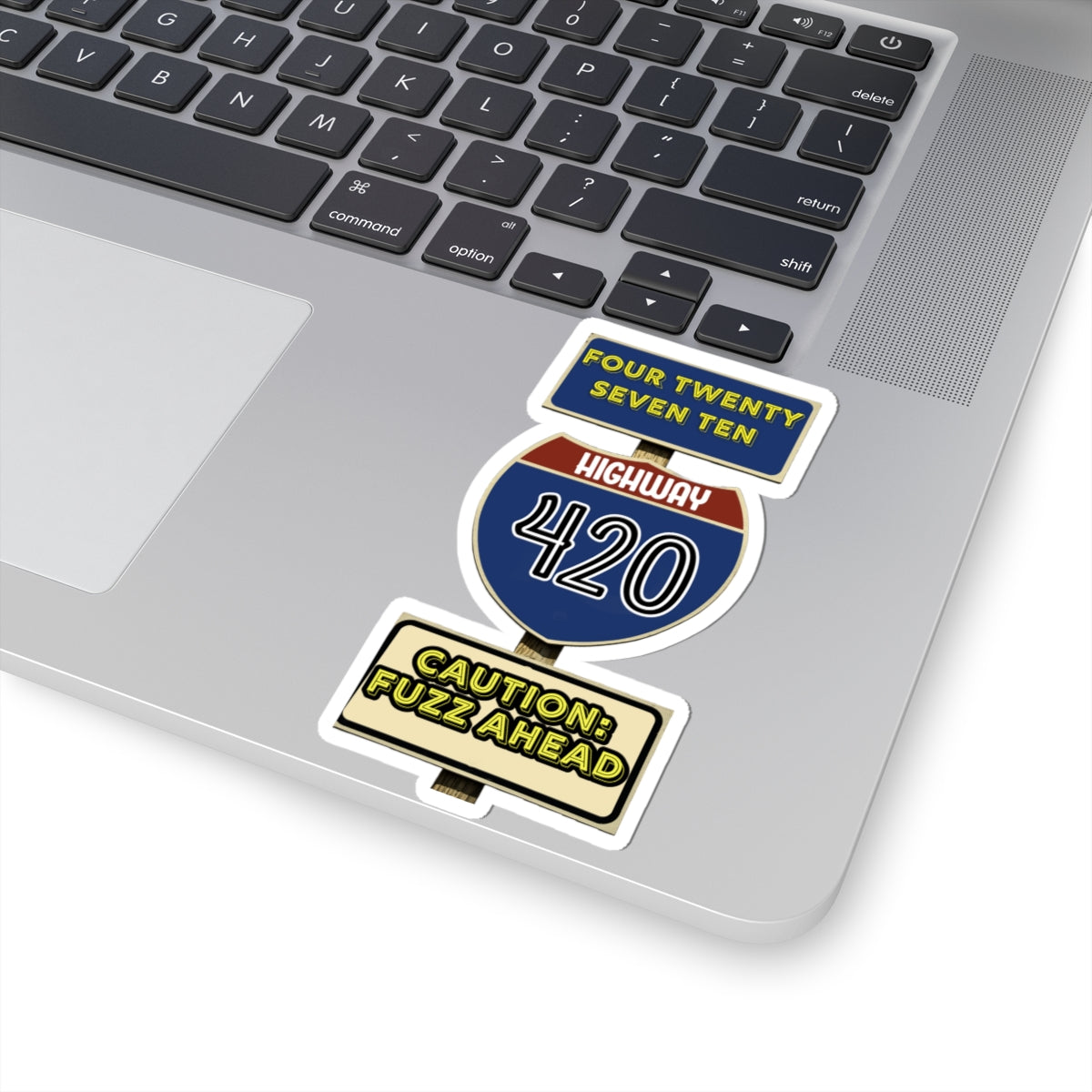Funny Highway 420 Stickers, Laptop Stickers, Car Stickers, Gift for Stoners, Caution Fuzz Ahead, Retro Vibe Stickers