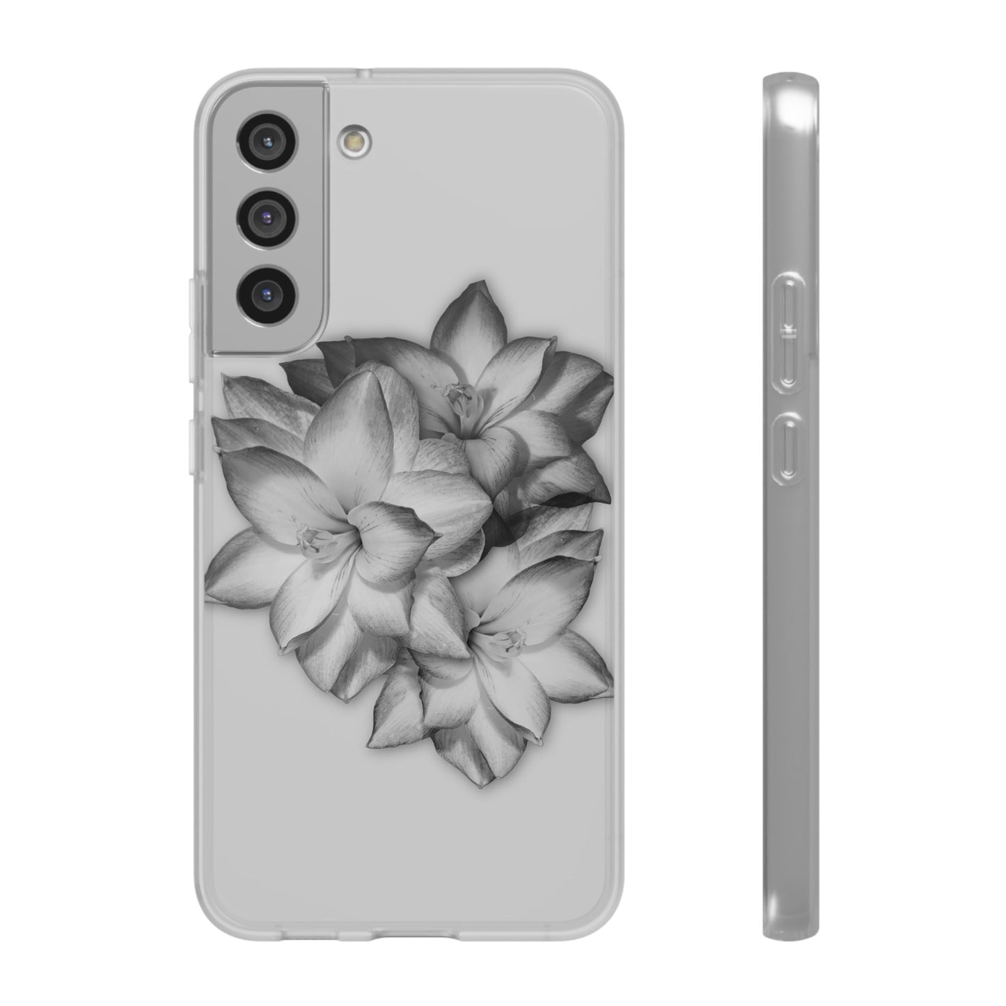 Elegant Floral Flexi Case - Stylish Black & White Design for Smartphones