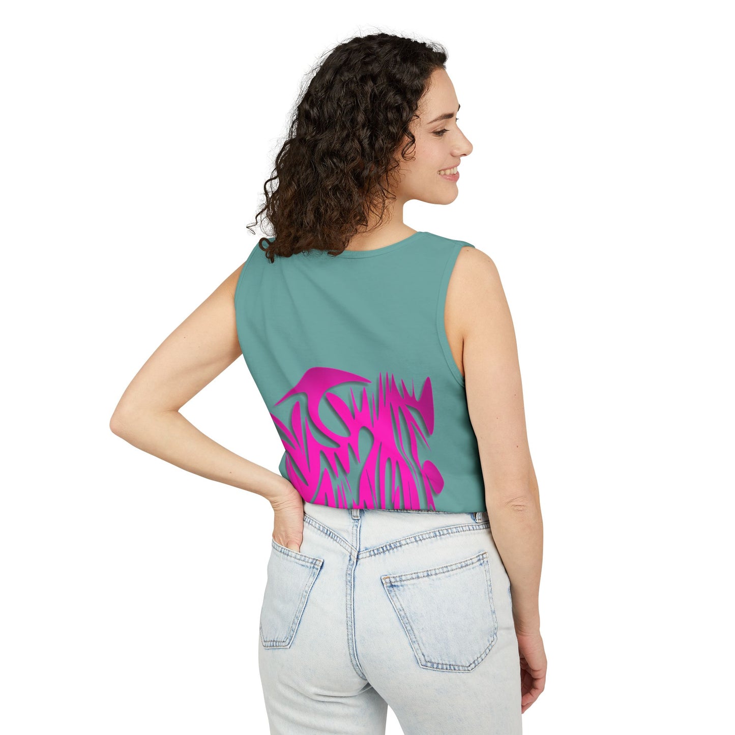 Vibrant Unisex Garment-Dyed Tank Top with Abstract Design