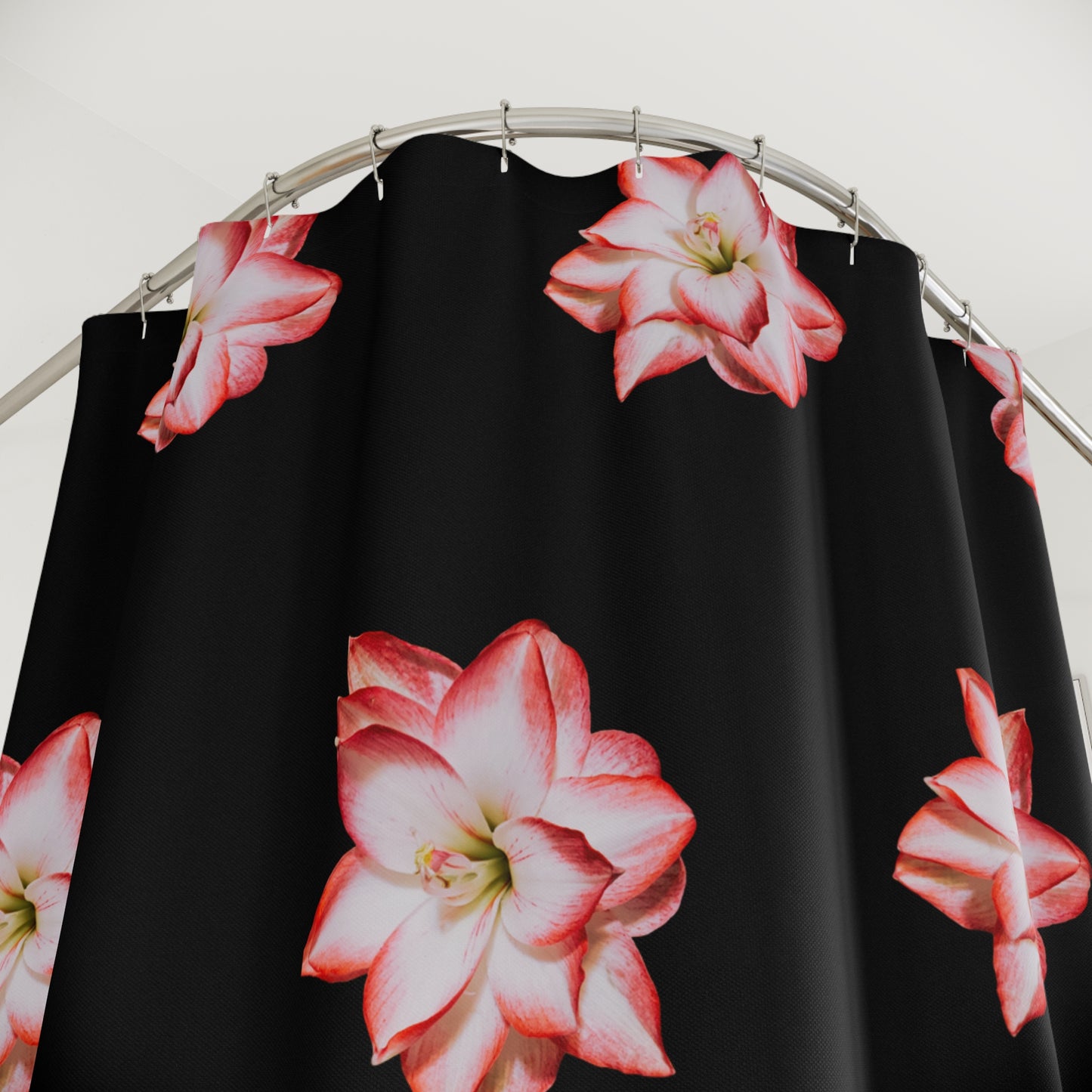 Floral Black Shower Curtain - Elegant Bathroom Decor