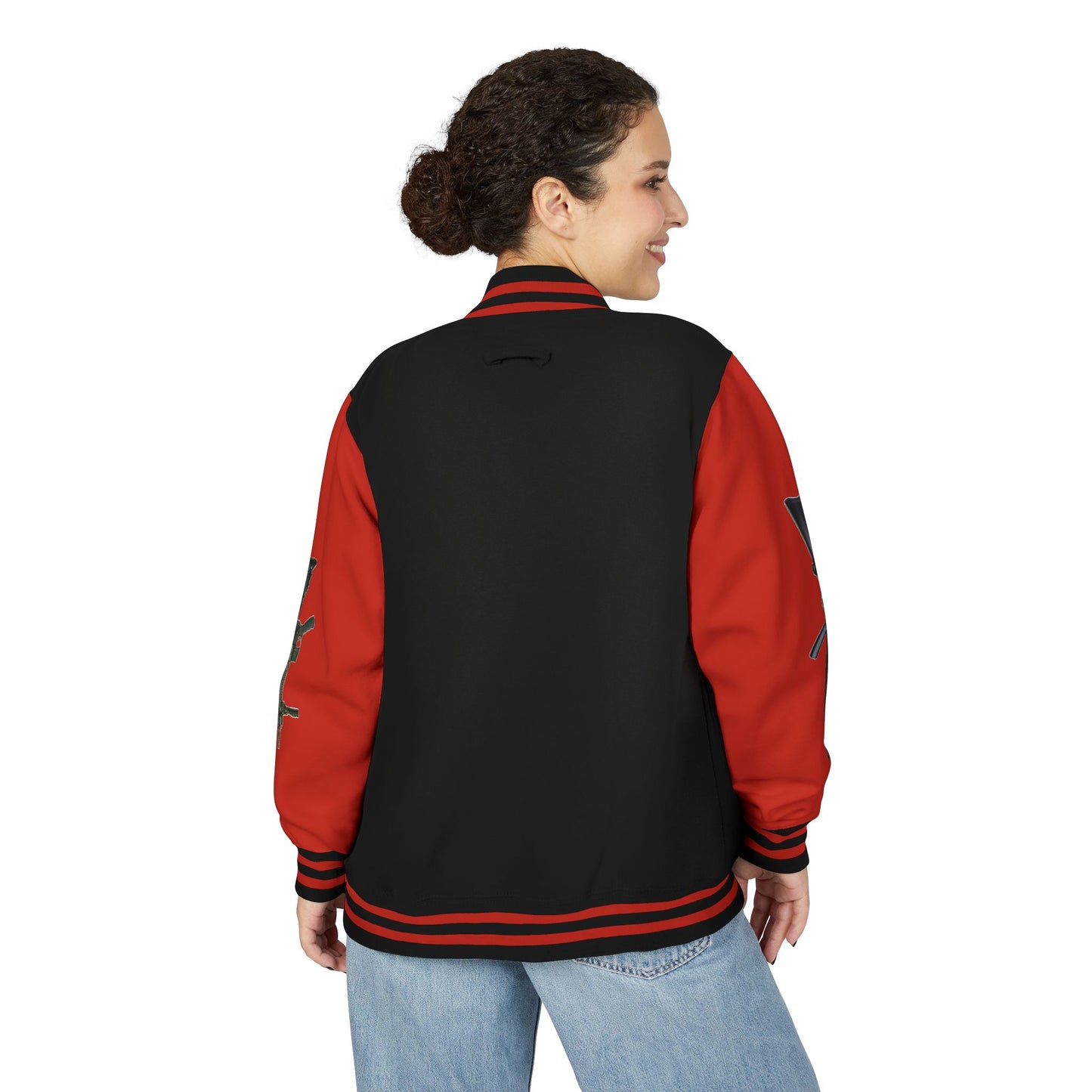 Unisex Heavyweight Letterman Jacket with Visionary Graphic, Casual Fashion, Trendy Outerwear, Unique Gift, Streetwear Style