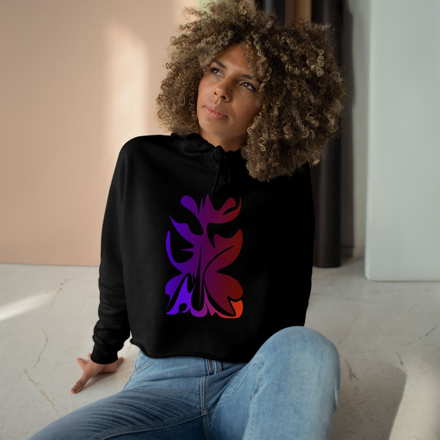 Hand Drawn Summer Crop Hoodie