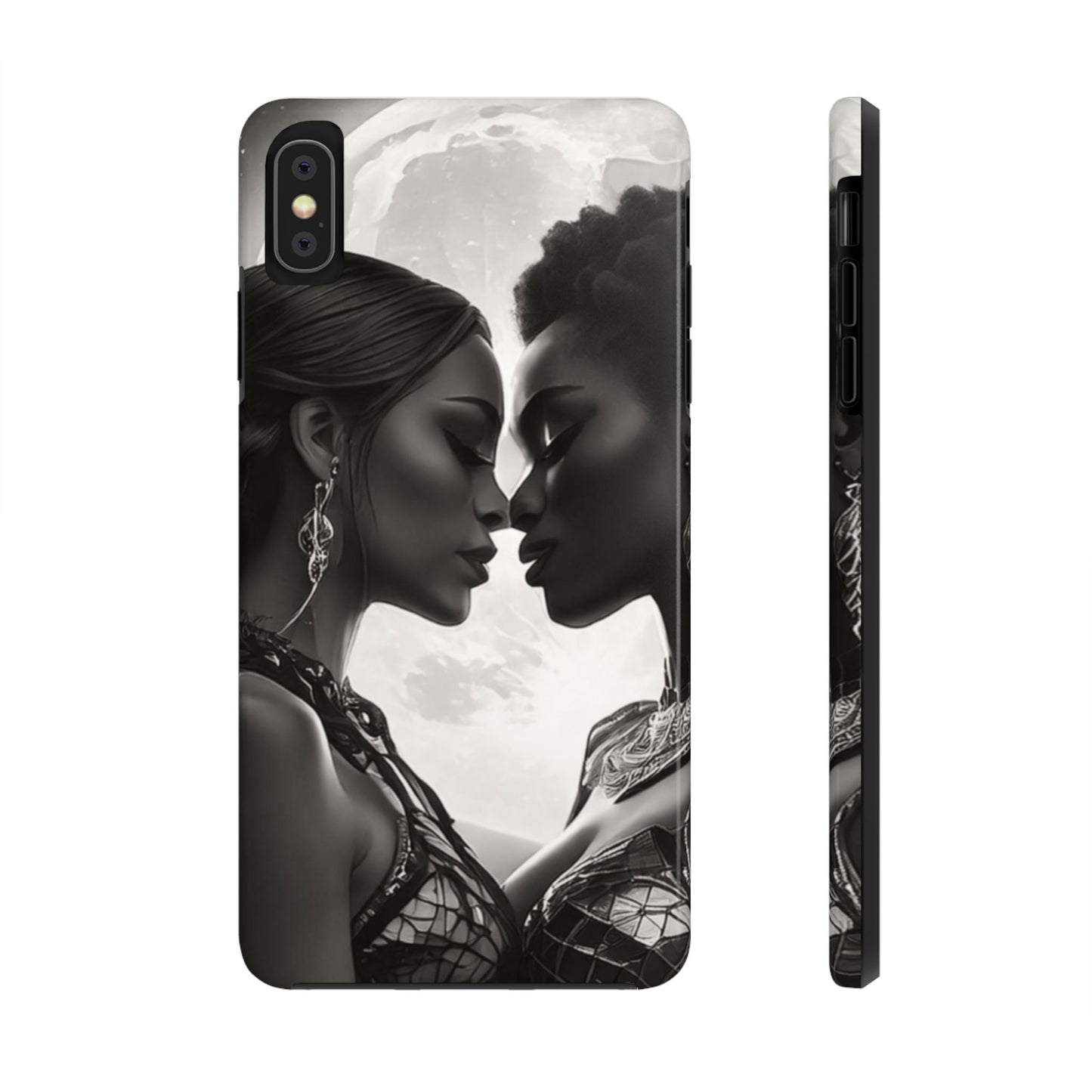 Elegant Black & White Phone Case with Dual Silhouette Design
