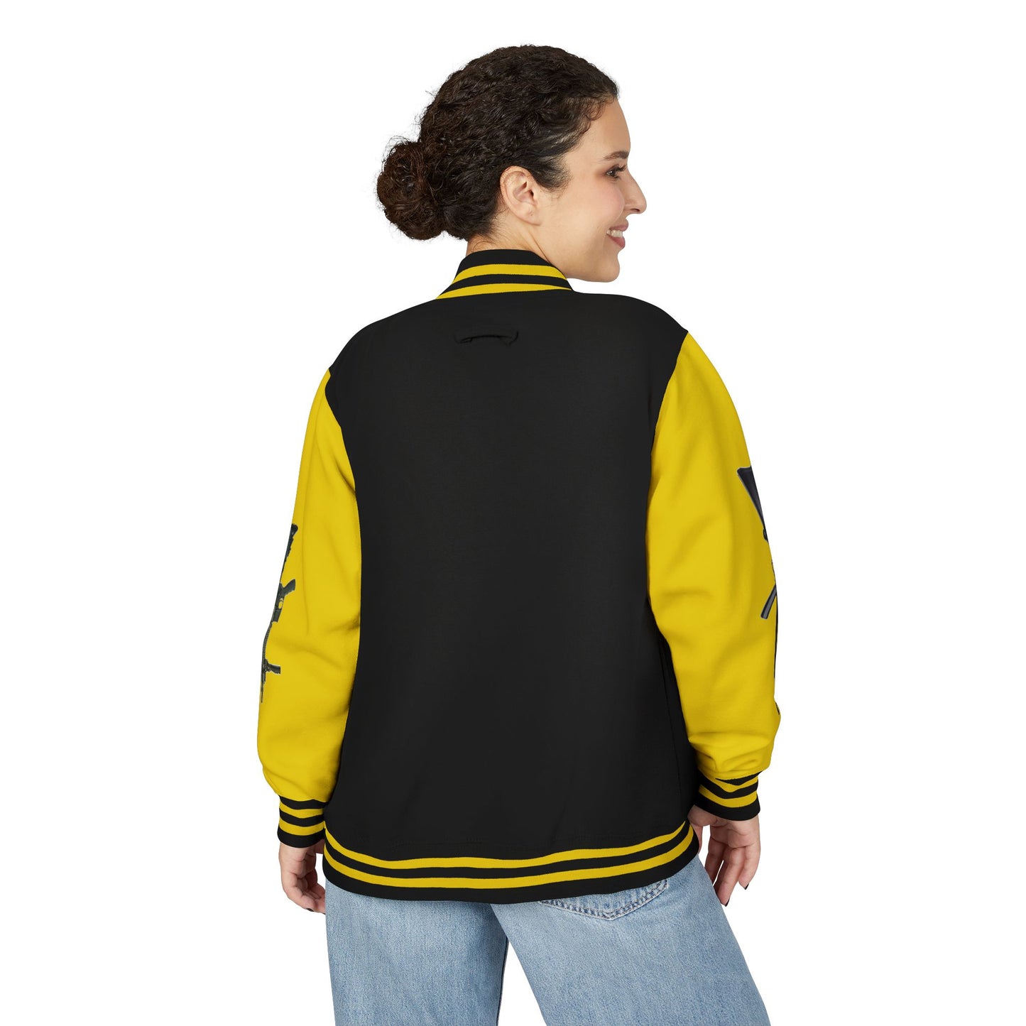 Unisex Heavyweight Letterman Jacket with Visionary Graphic, Casual Fashion, Trendy Outerwear, Unique Gift, Streetwear Style
