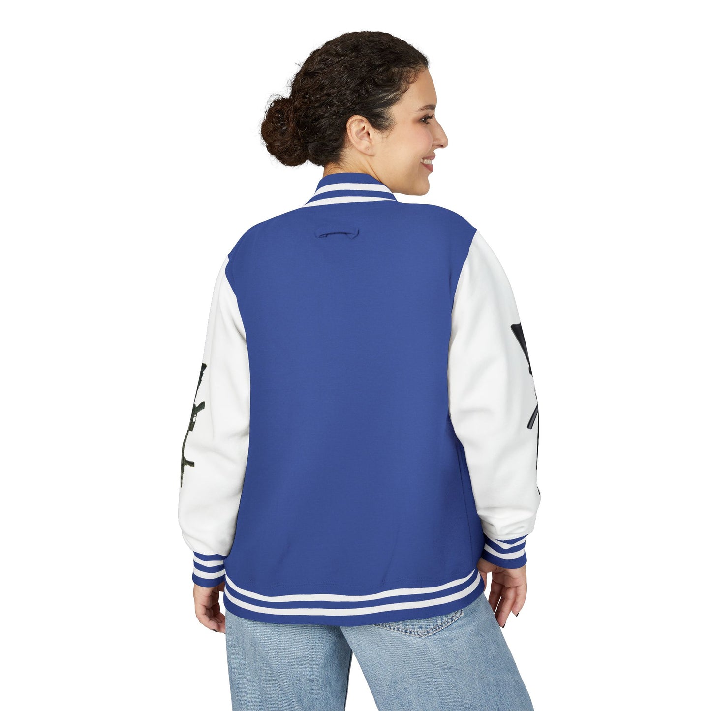 Unisex Heavyweight Letterman Jacket with Visionary Graphic, Casual Fashion, Trendy Outerwear, Unique Gift, Streetwear Style