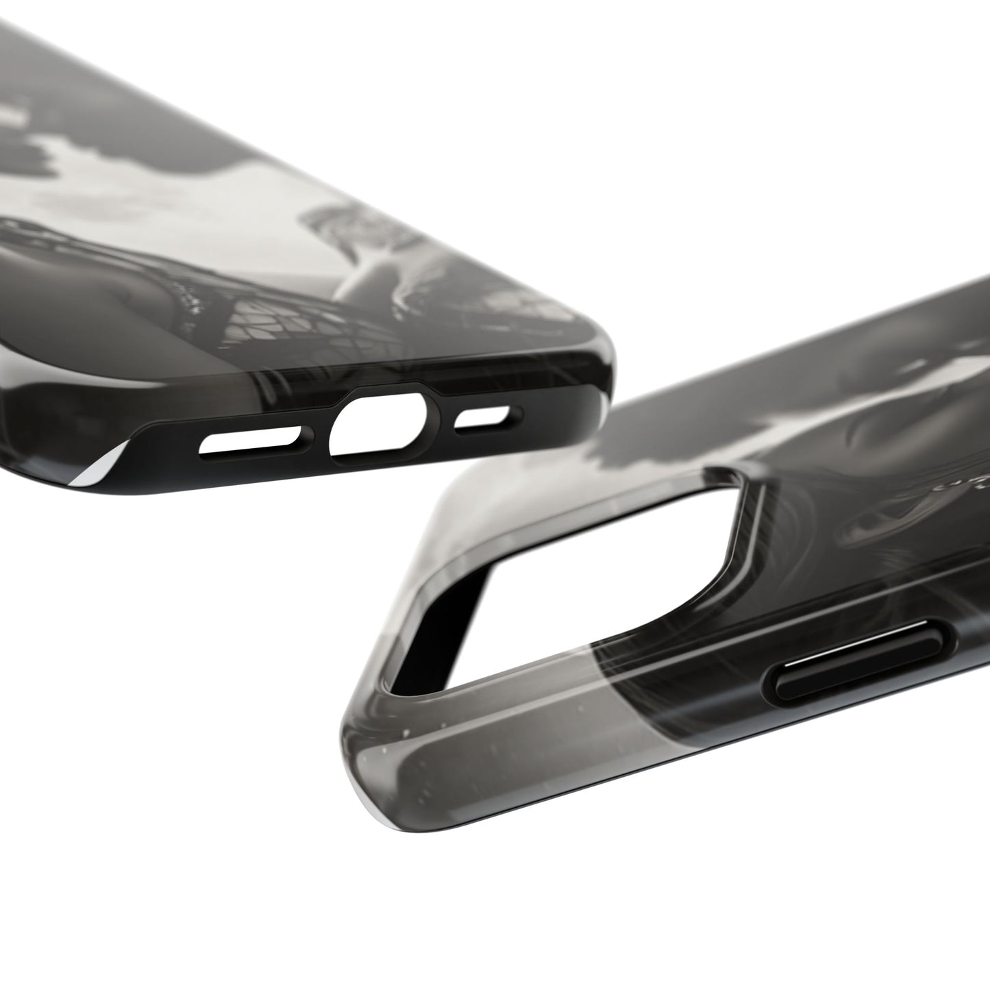 Elegant Black & White Phone Case with Dual Silhouette Design