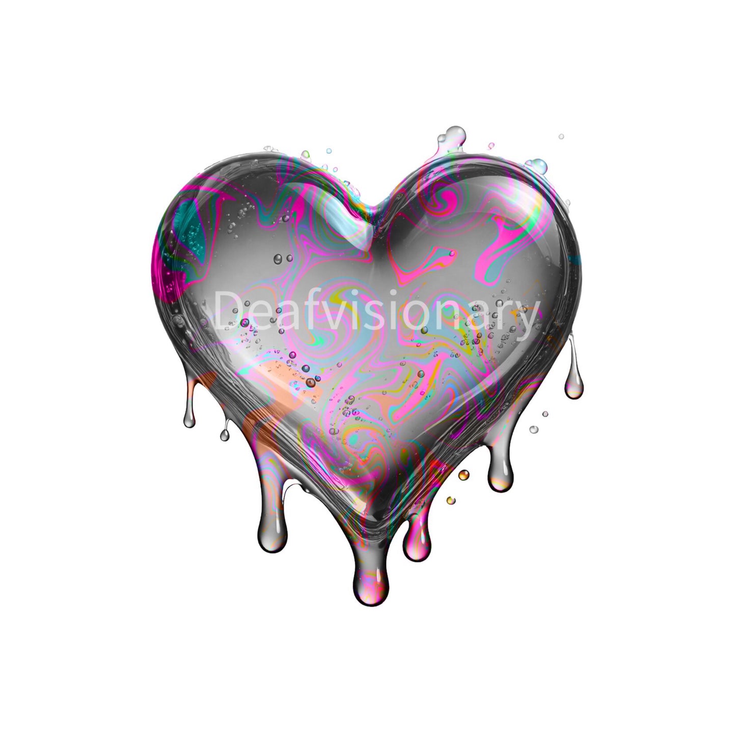 Melting Heart PNG Bundle – Dripping Neon, Chrome & Abstract Love Designs for T-Shirts, Stickers & POD”